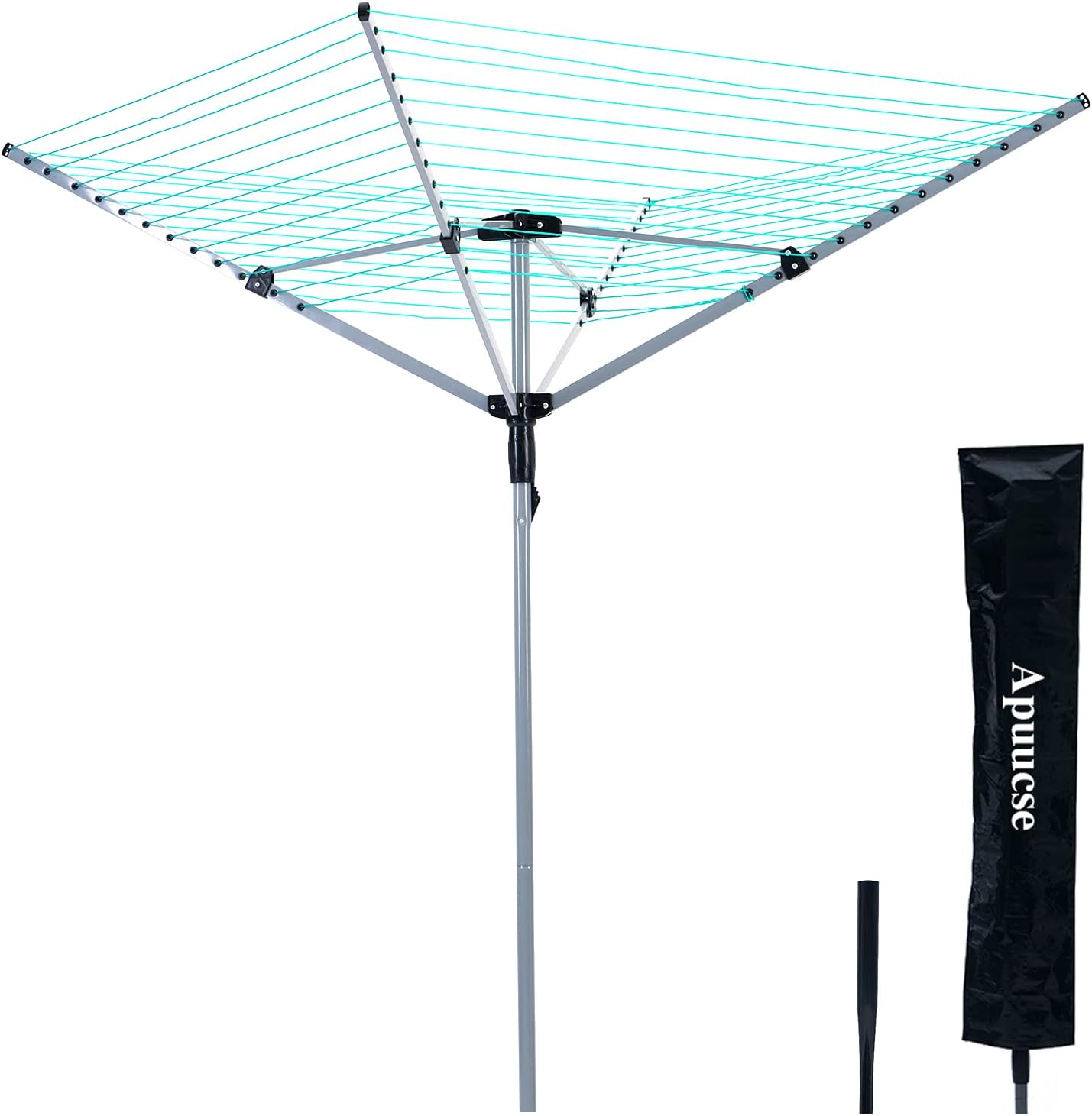 Apuucse Outdoor 50M 4 Arm Folding Rotary Washing Line，Garden Heavy Duty Clothes...