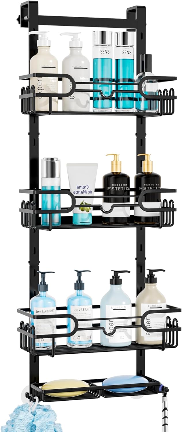 HapiRm Over The Door Shower Caddy with 2 Soap Holders, 4 Tier Adjustable Hanging...
