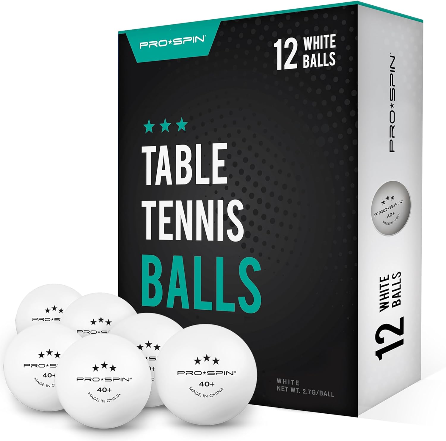 PRO SPIN Ping Pong Balls - White 3-Star 40+ Table Tennis Balls | High-Performanc...