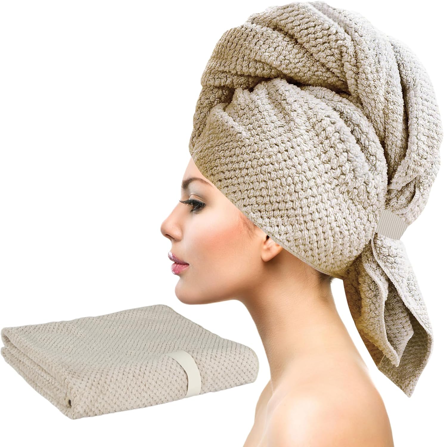 YRVCT Large Hair Turban Towel Wrap for Women, Quick Dry Super Absorbent Hair Dry...