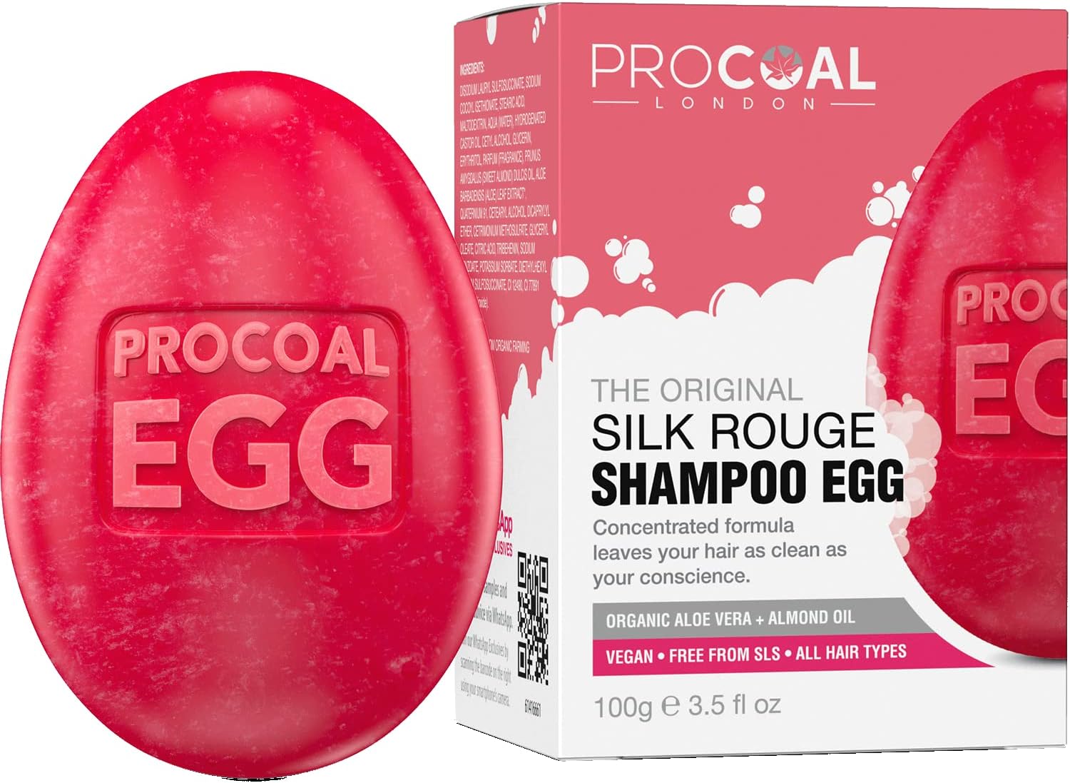 Vegan Silk Rouge Shampoo Bar by Procoal, Special 100g SLS Free Eco Solid Shampoo...