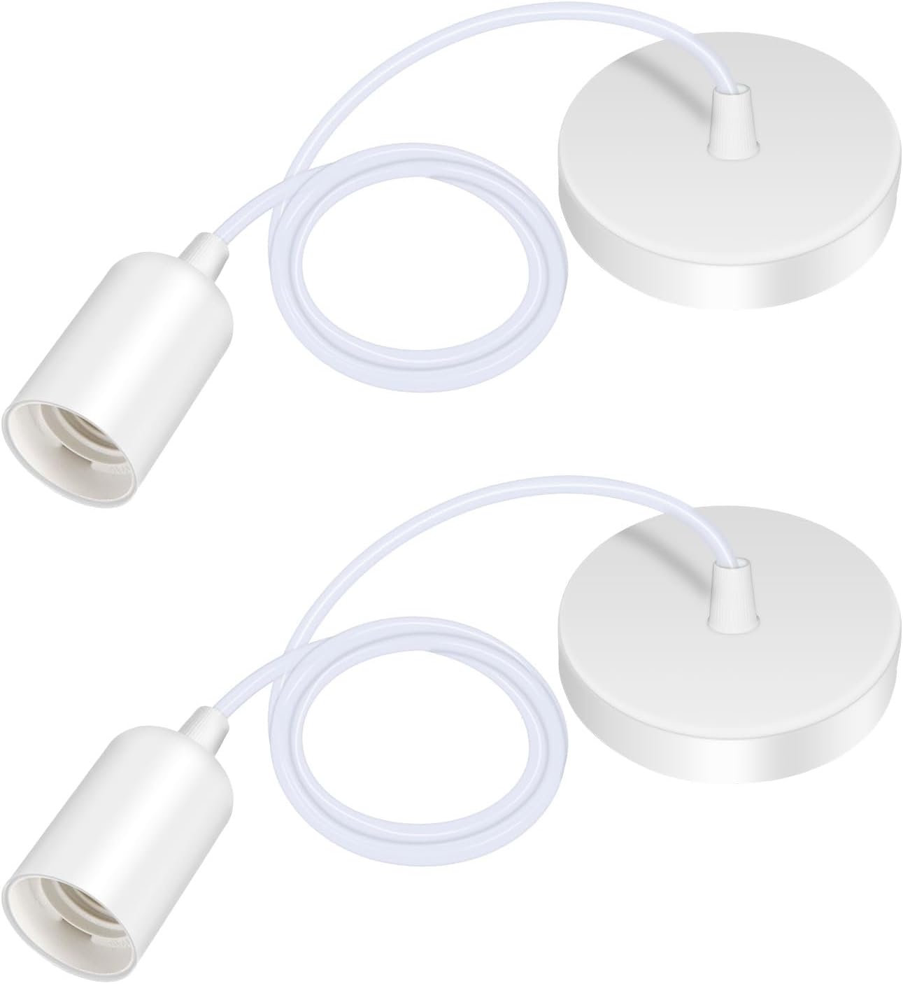2 Pack Ceiling Pendant Light Fitting, E27 Screw Lamp Holder, with 100CM Adjustab...