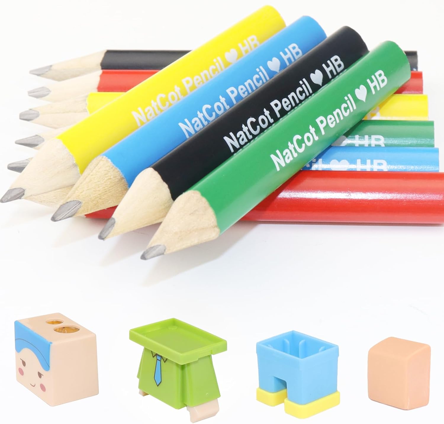 NatCot Triangular Fat Pencil for 2-8 Years Old Kids Use, 3.5-inch 10 Pencil with...