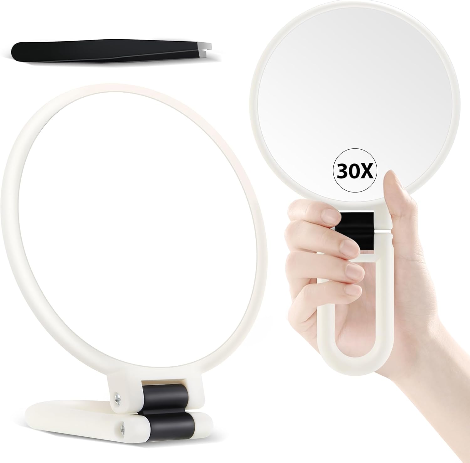 MIYADIVA Hand Mirror, 30X Magnifying Mirror on Stand，Double Sided Magnifying Mi...