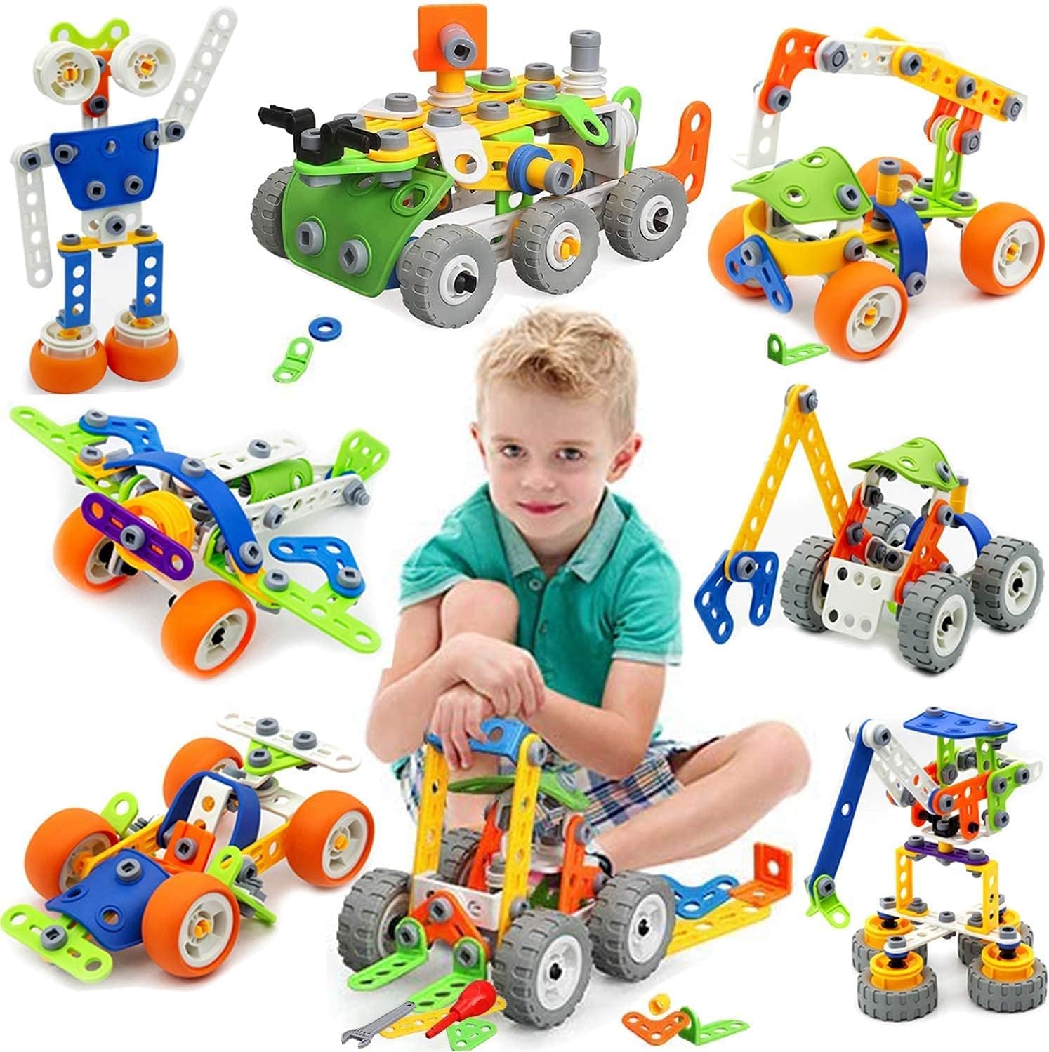 MOONTOY Building Toys 11 in 1 STEM Toys Age 5 173 Pcs Building Blocks Kit for Ki...