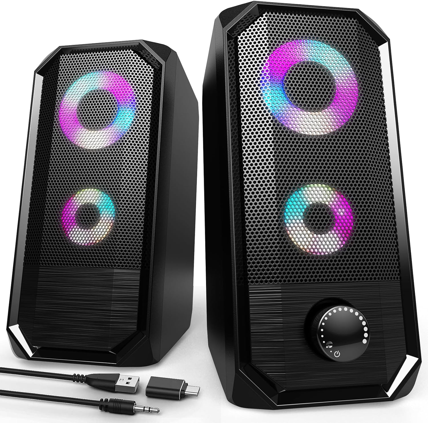 Bazivve PC Speakers, RGB Gaming Computer Speakers for Desktop, USB Powered & 3.5...