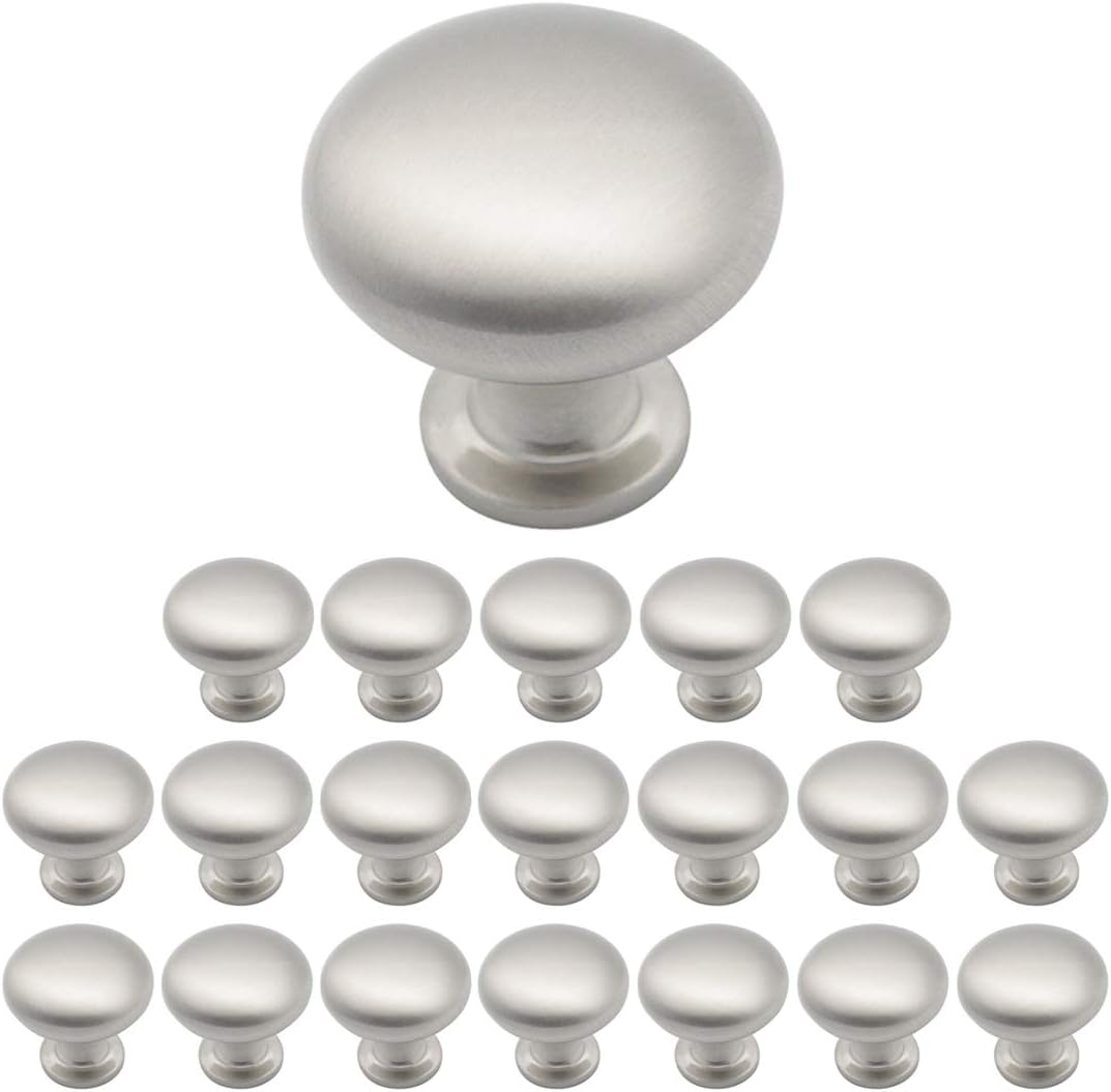 Probrico 20 Pieces Solid Round Cabinet Door Knob Dresser Handle Wardrobe Pull Di...