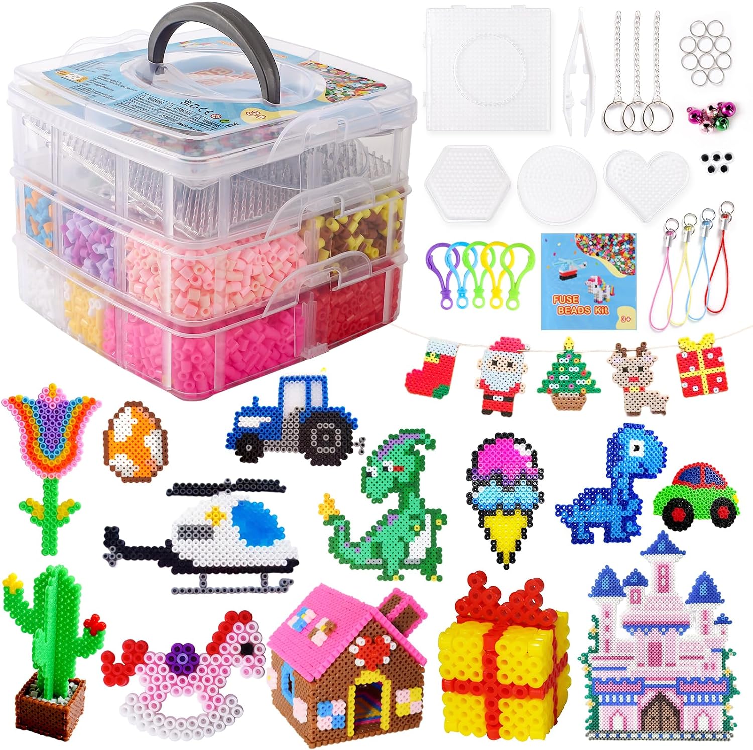 TGTT Fuse Beads for Kids Craft Art - 10000pcs 5mm Iron Beads Set for Kids with 4...