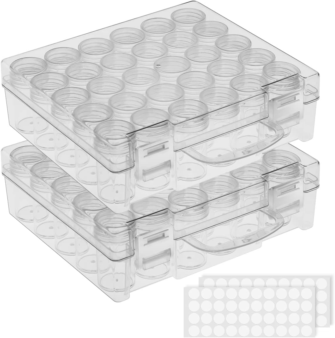 JIZIYRUO 30 Grids Diamond Painting Storage Boxes, Clear Plastic Bead Storage Org...