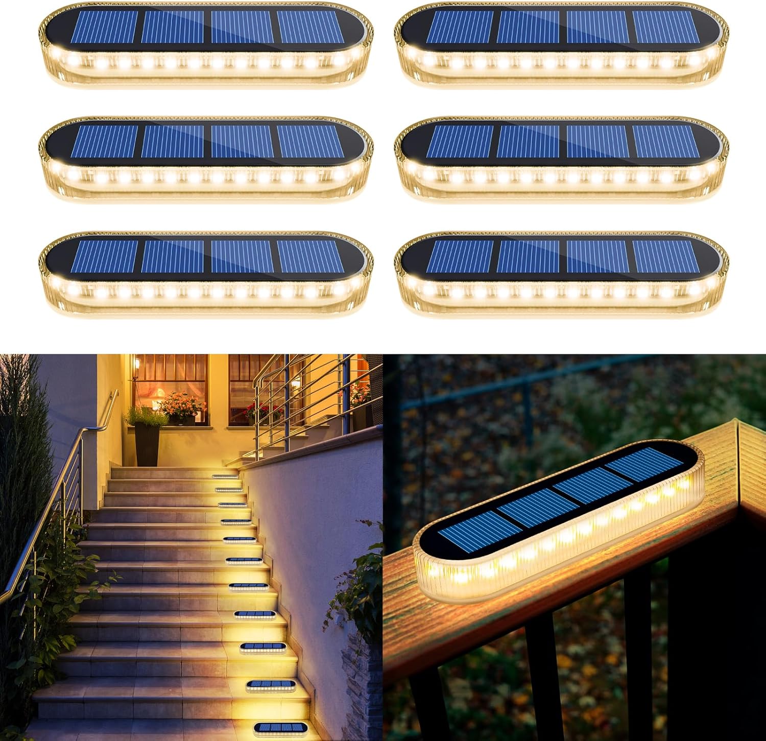 YiLaie Solar Deck Lights, Garden Solar Lights Solar Step Lights, 6 Pack IP68 Wat...