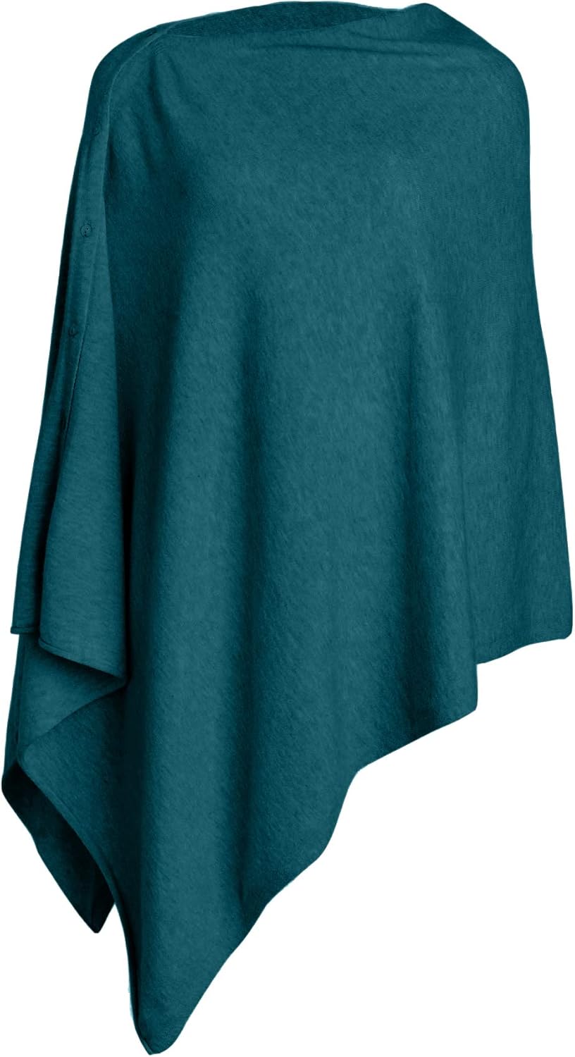 PULI Women Button Multiway Ponchos, Special Viscose Knitted Poncho Shawl, High-Q...