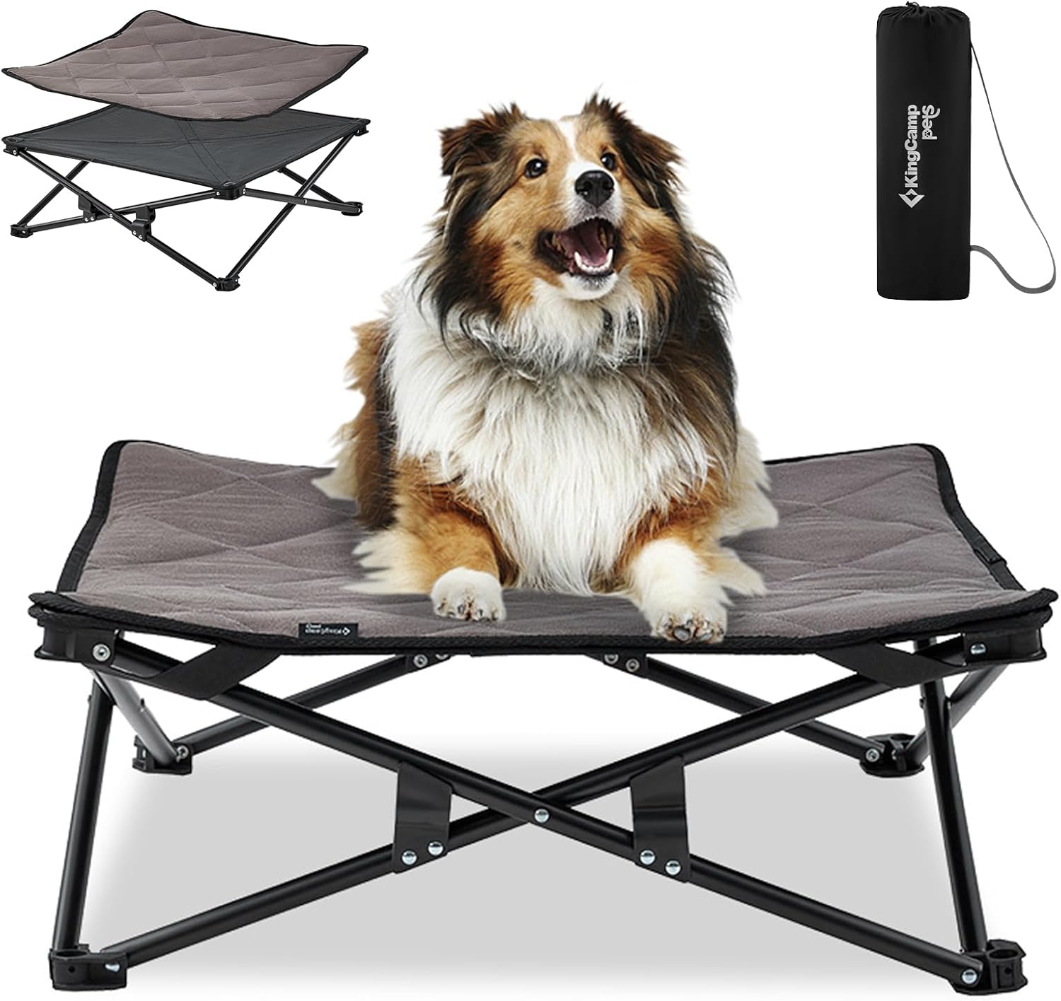 KingCamp Raised Dog Bed Elevated Dog Cooling Bed No Assembly Required Folding Do...