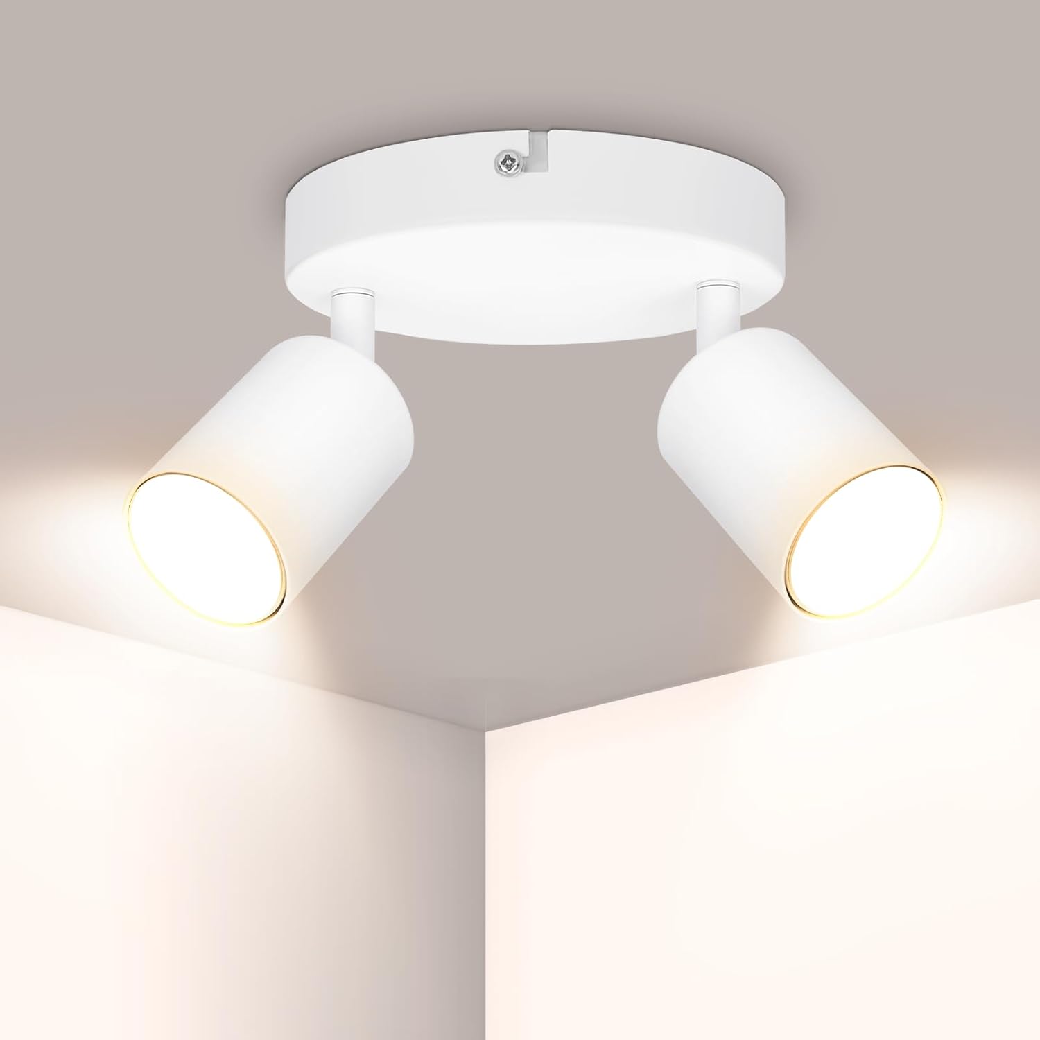 Ketom LED Ceiling Light Round Rotatable - 2 Way Ceiling Spotlight Fitting - Adju...