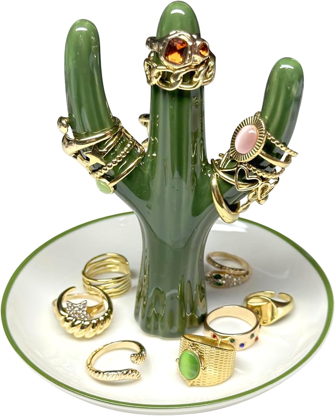 Titanape Green Cactus Ring Holder Trinket Dish for Earrings Bracelets Necklace O...