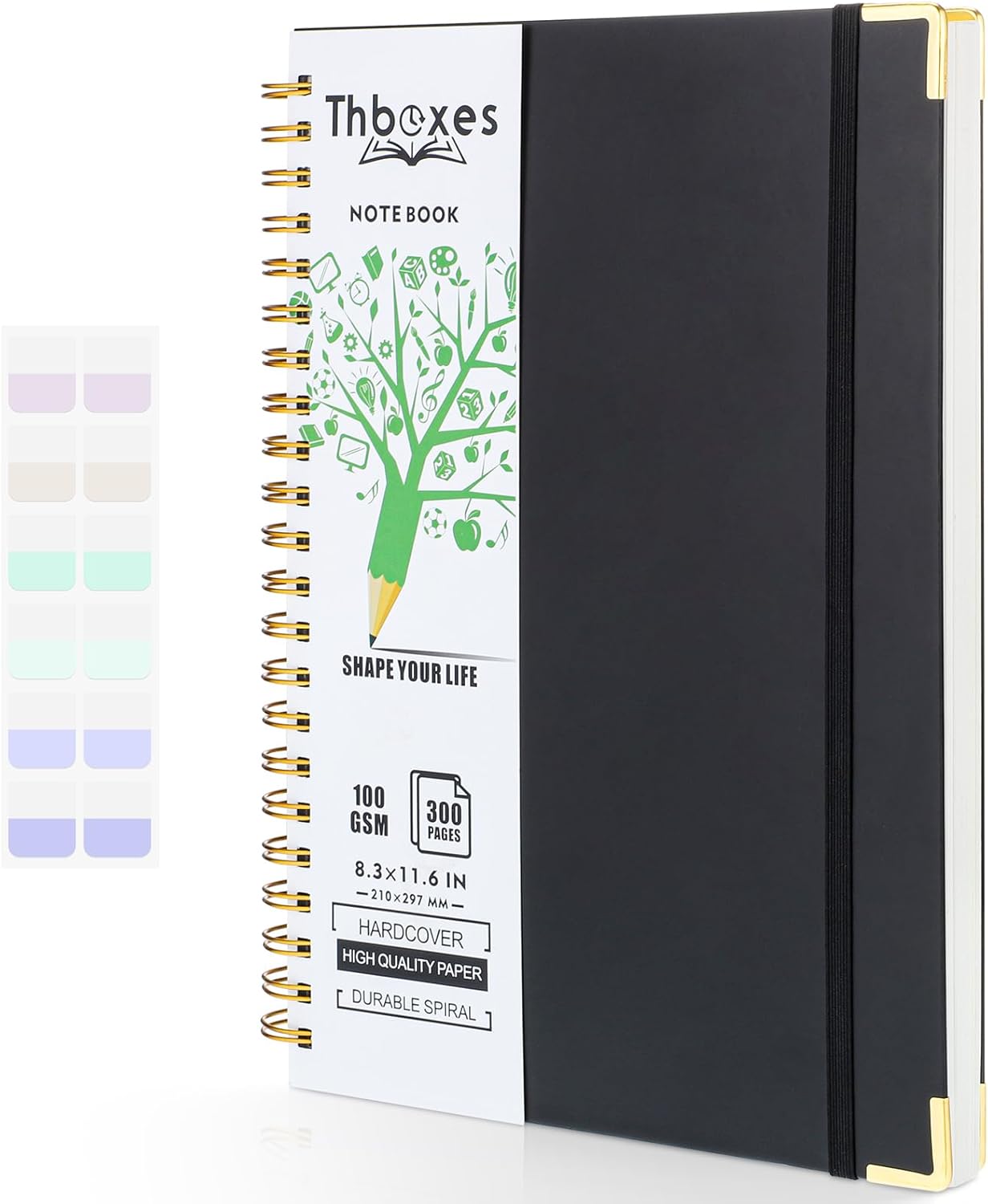 A4 Spiral Notebook, 300 Pages/150 Sheets Wirebound Spiral Notepad 100gsm Thick P...