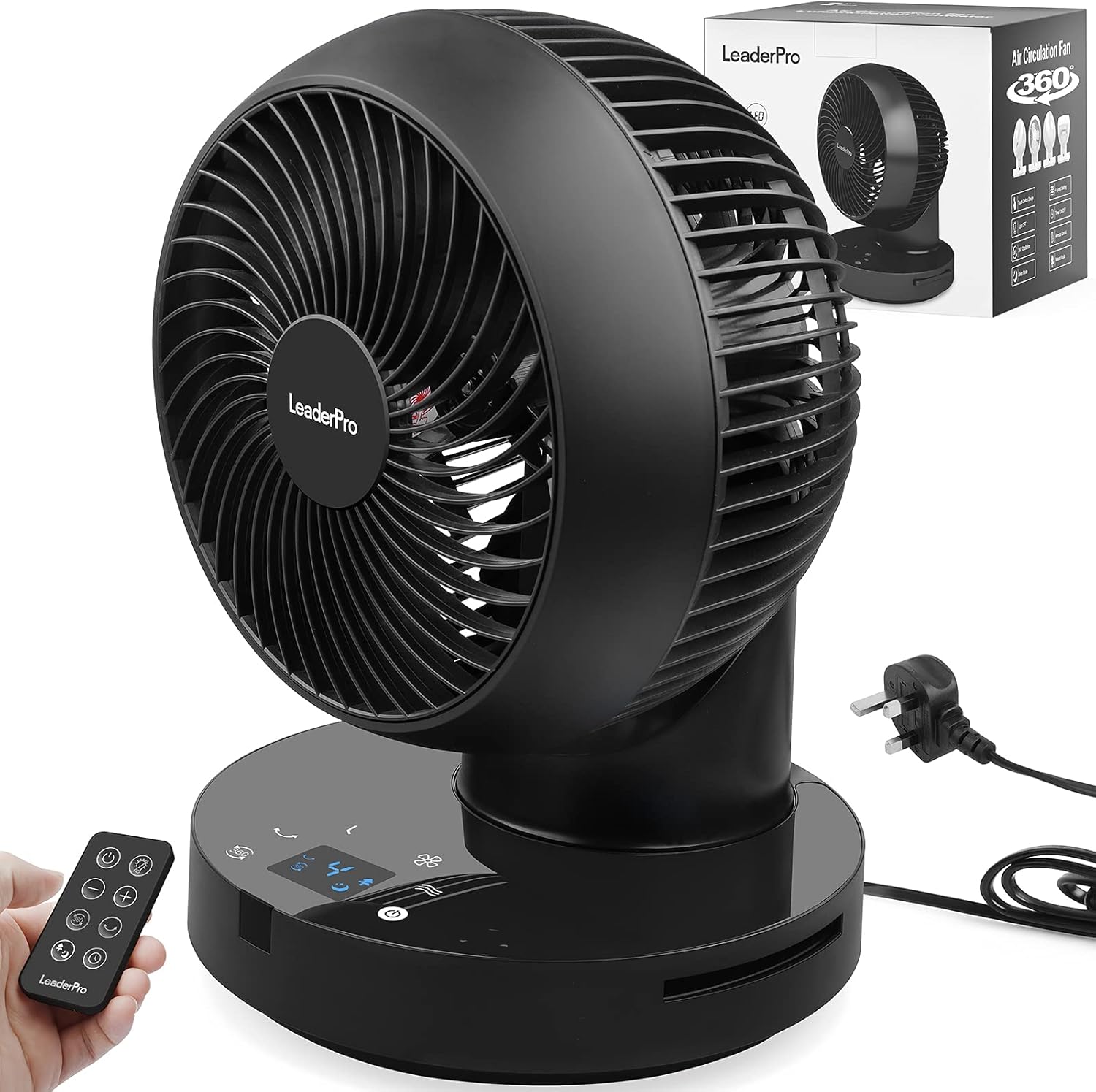 LeaderPro 2024New Arrival 10 inch Desk Fan Silent 360 Oscillating Automatically,...