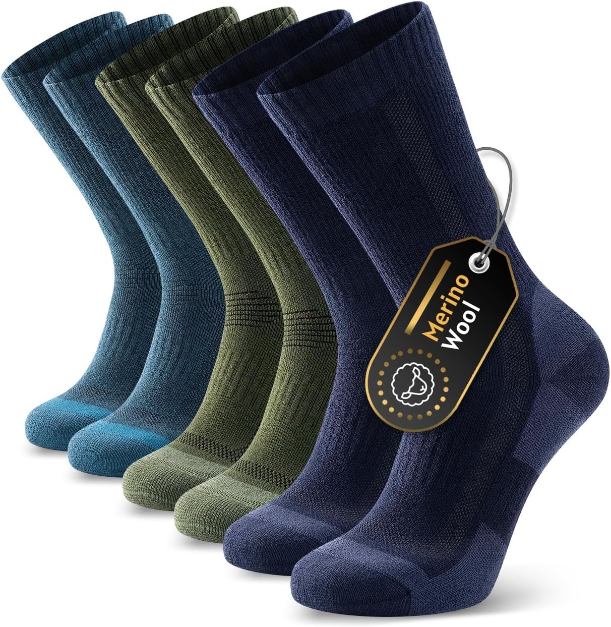 PULIOU Mens Hiking Socks, Merino Wool Walking Socks for Men Women Cushioned Anti...