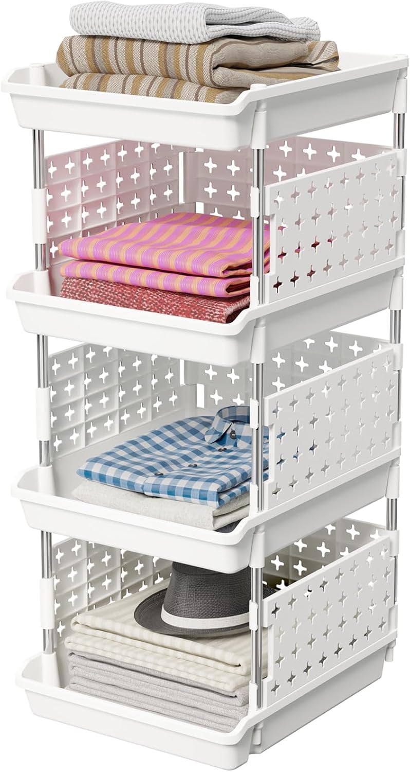 Lifewit Stackable Storage Baskets, 4 Tier Clothes...