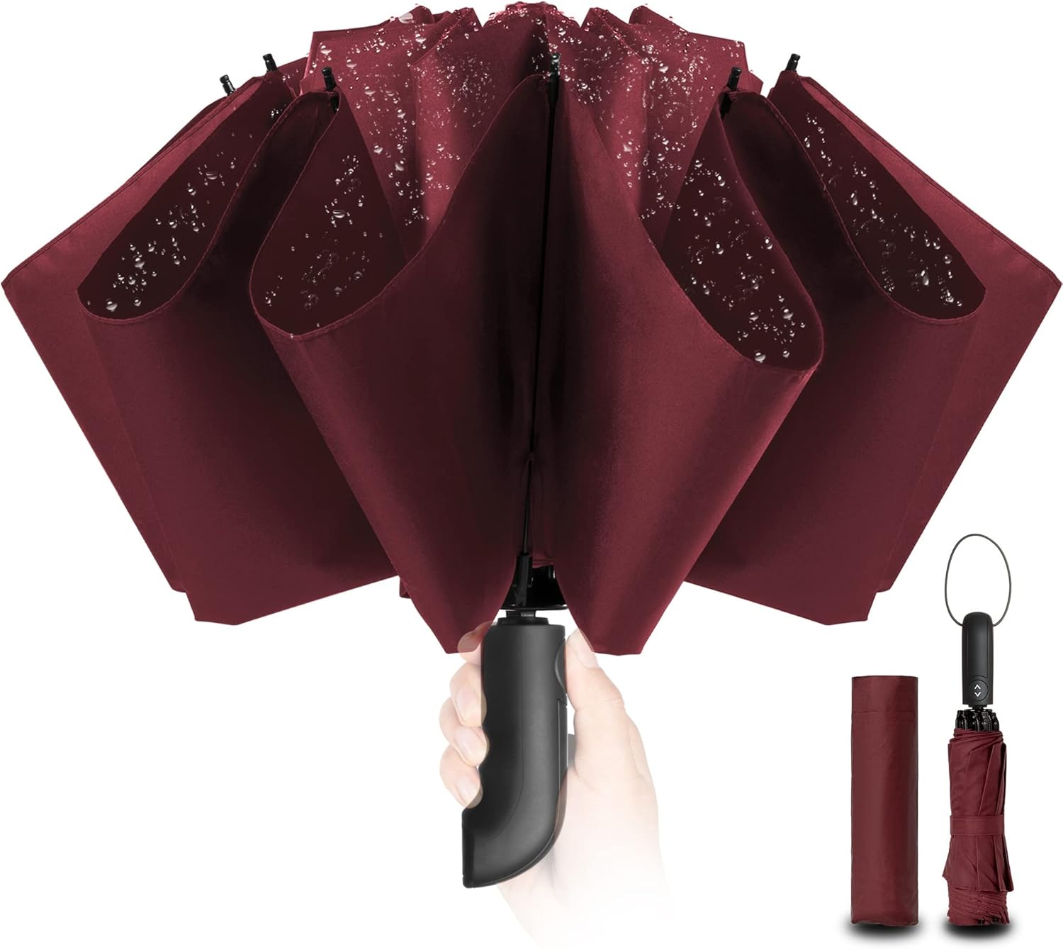 Compact Umbrella Windproof Strong - Automatic Windproof Inverted Umbrellas for M...