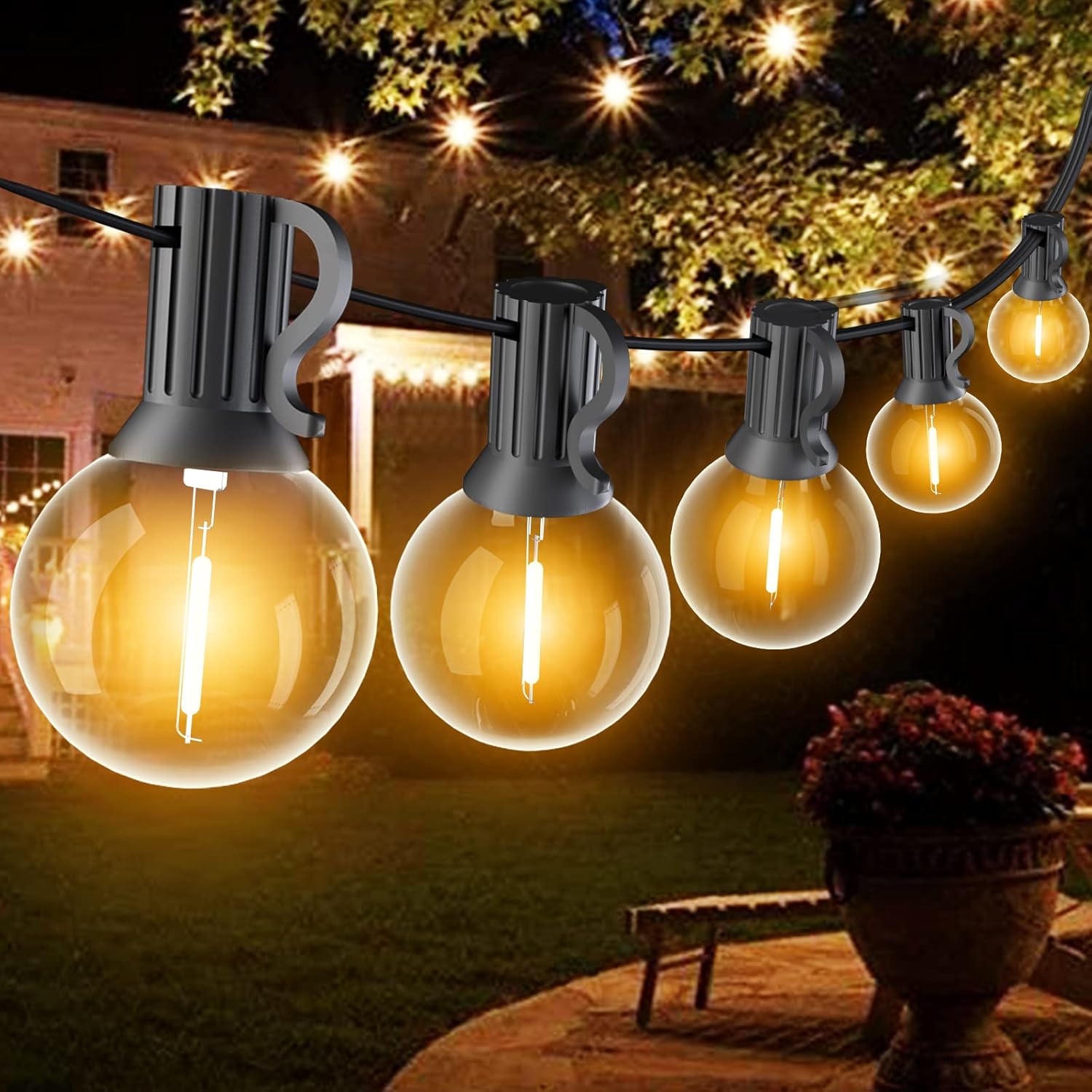 SUWIN Outdoor Festoon Lights Mains Powered, 30FT G40 LED String Lights Outdoor,...