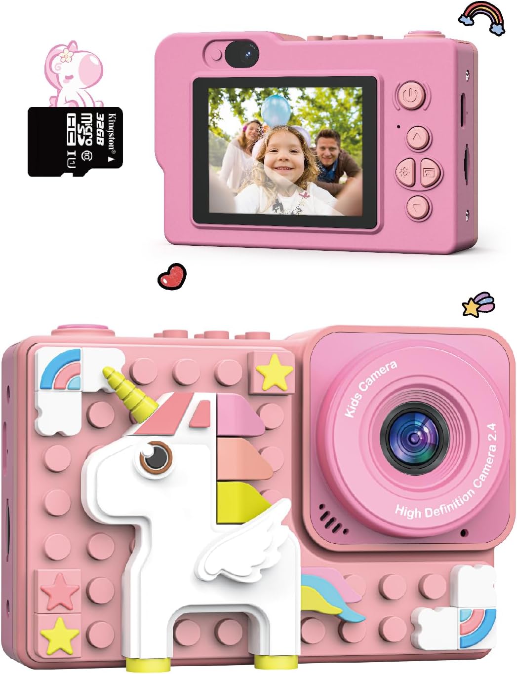 Kizeefun Kids Camera, Cartoon Dinosaurs New Building Block Kids Cameras Christma...