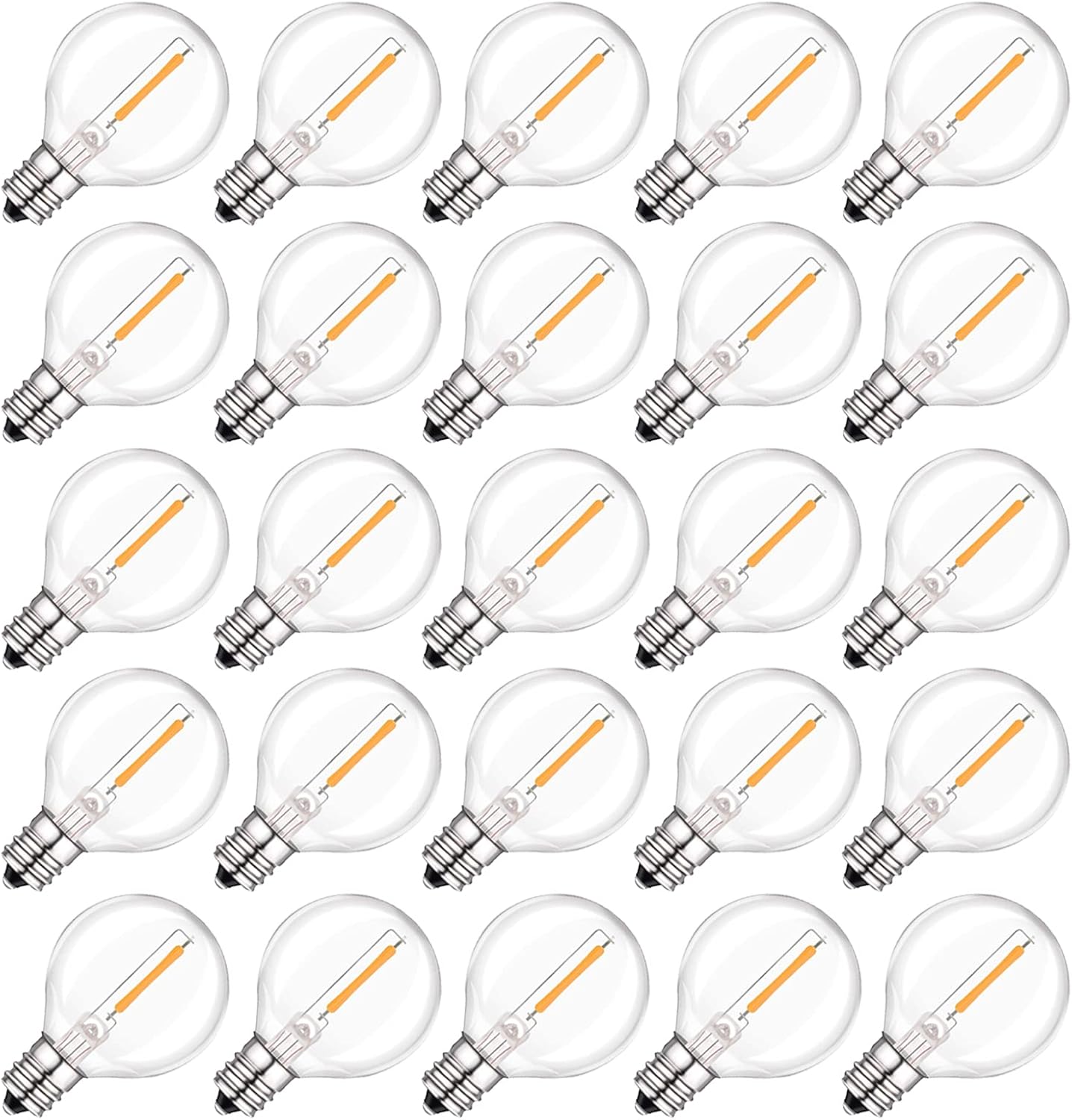 Spacelumen 25 Pack G40 LED Light Bulbs Replacement, 1W E12/C7 Small Screw Base S...