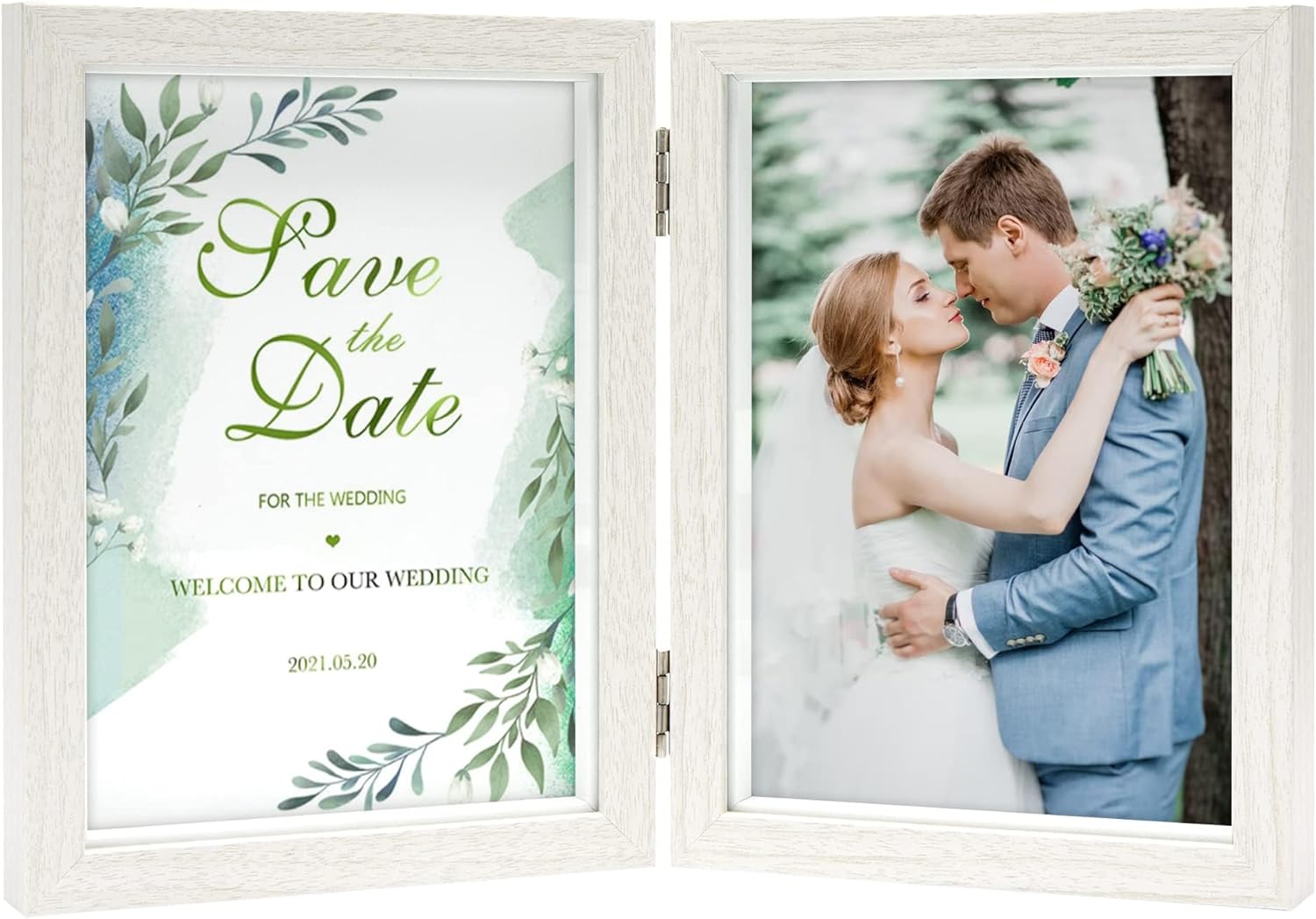 Afuly Double Photo Frame, Special 7x5 White Wooden 2 Picture Frames, Innovative...