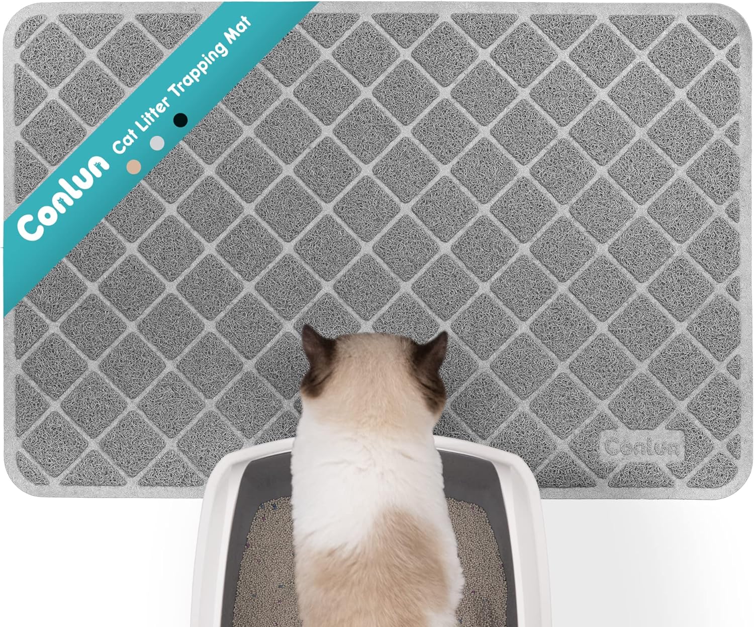 Conlun Cat Litter Mat Litter Trapping Mat, 89 x 58 cm Cat Litter Tray Mat, Premi...