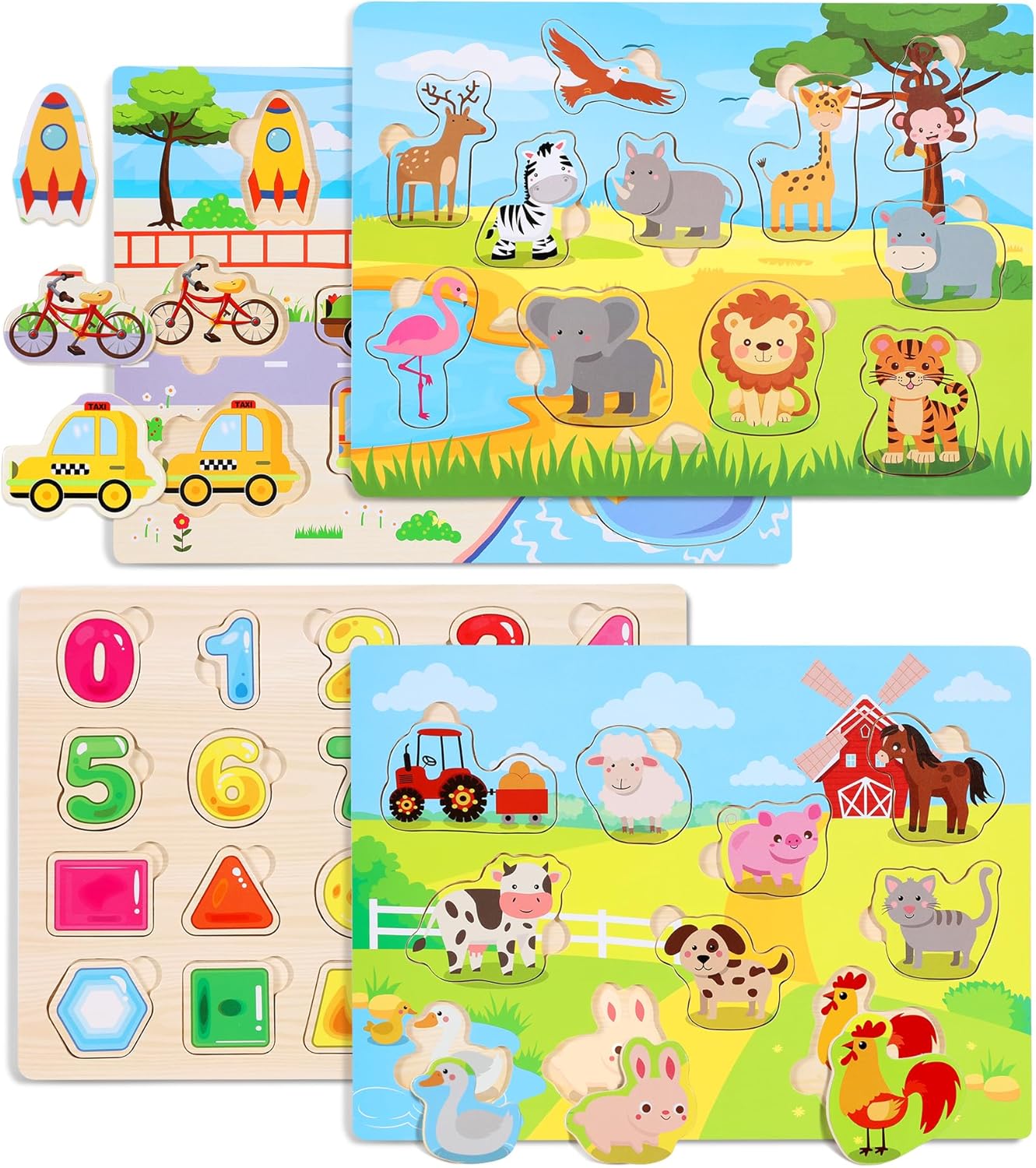Gontence Wooden Jigsaw Puzzles for Kids - Toys for 2 3 Year Old Boys Girls - Mon...