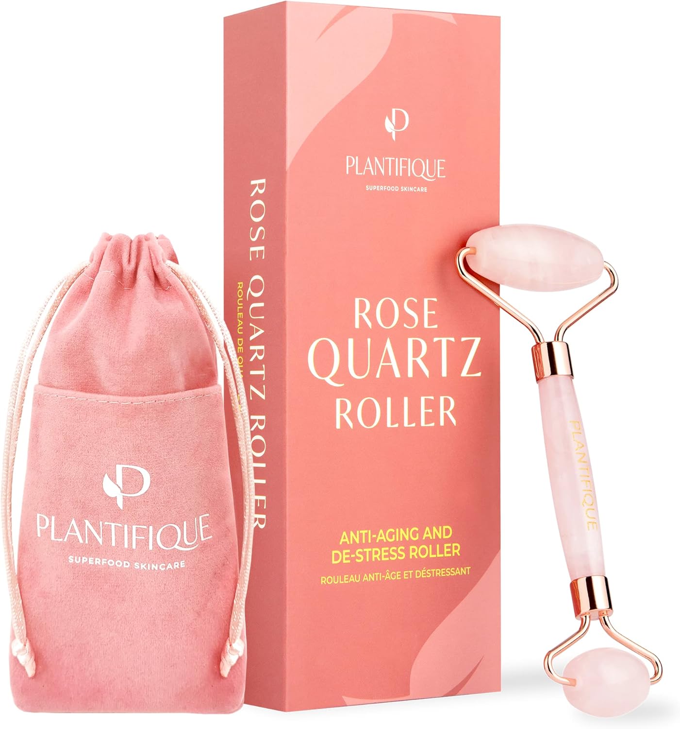 Plantifique Rose Quartz Roller - Face Roller - Face Massager for Skincare - Faci...