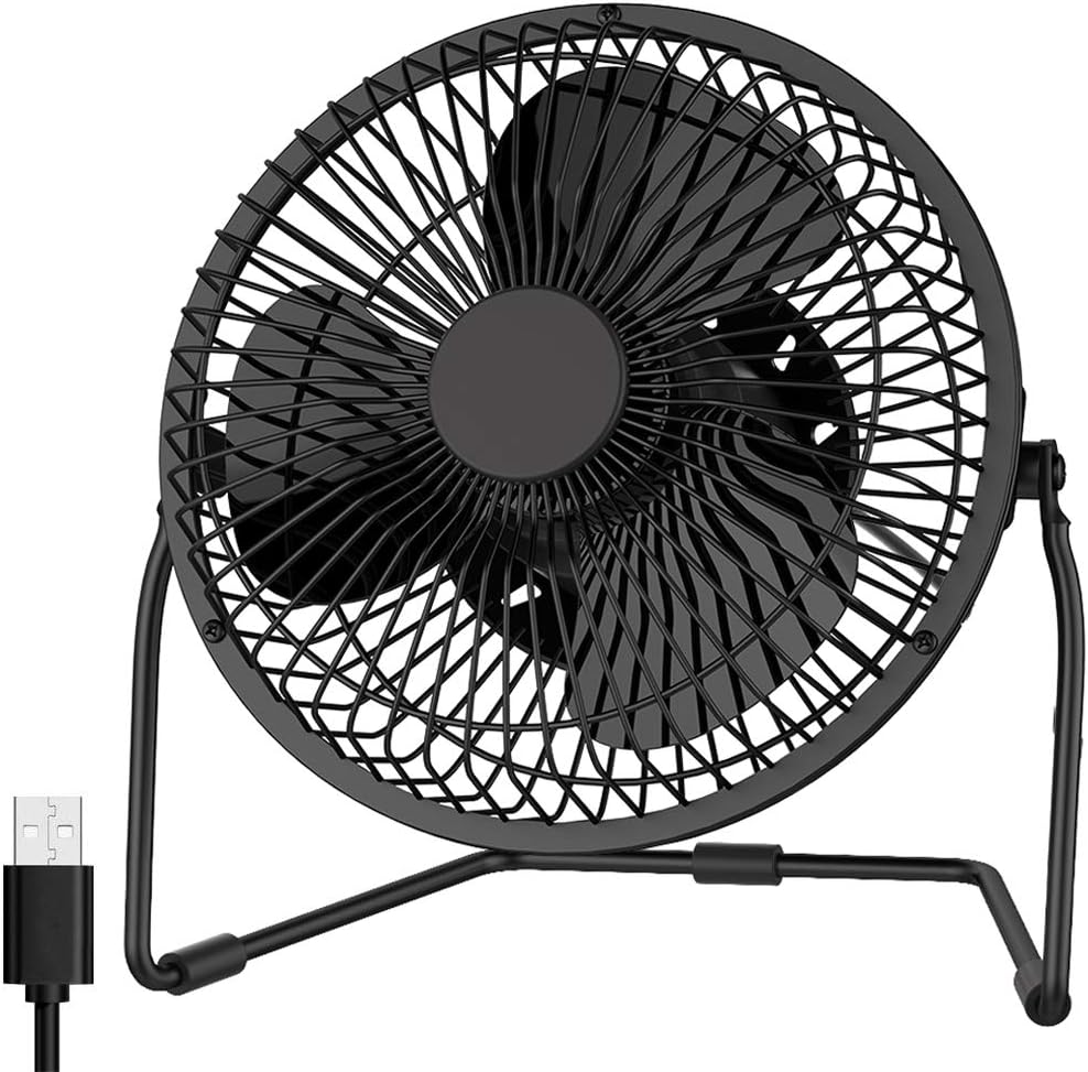 EasyAcc USB Desk Fan 6 inch Desktop Silent Fan Air Circulator 2 Speeds 360° Rota...