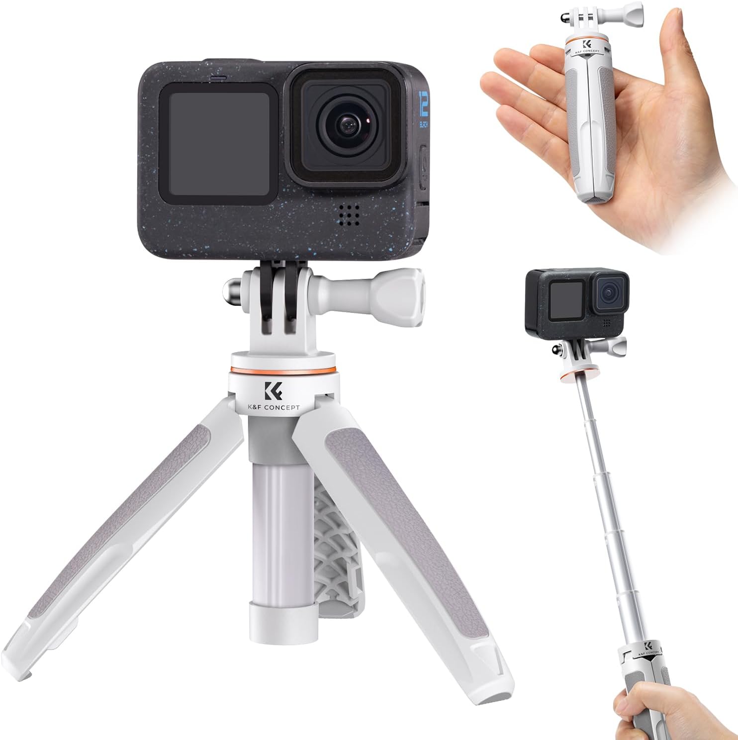 K&F Concept 32cm/12.6" Mini Tripod Selfie Stick for Action Camera, Compatible wi...