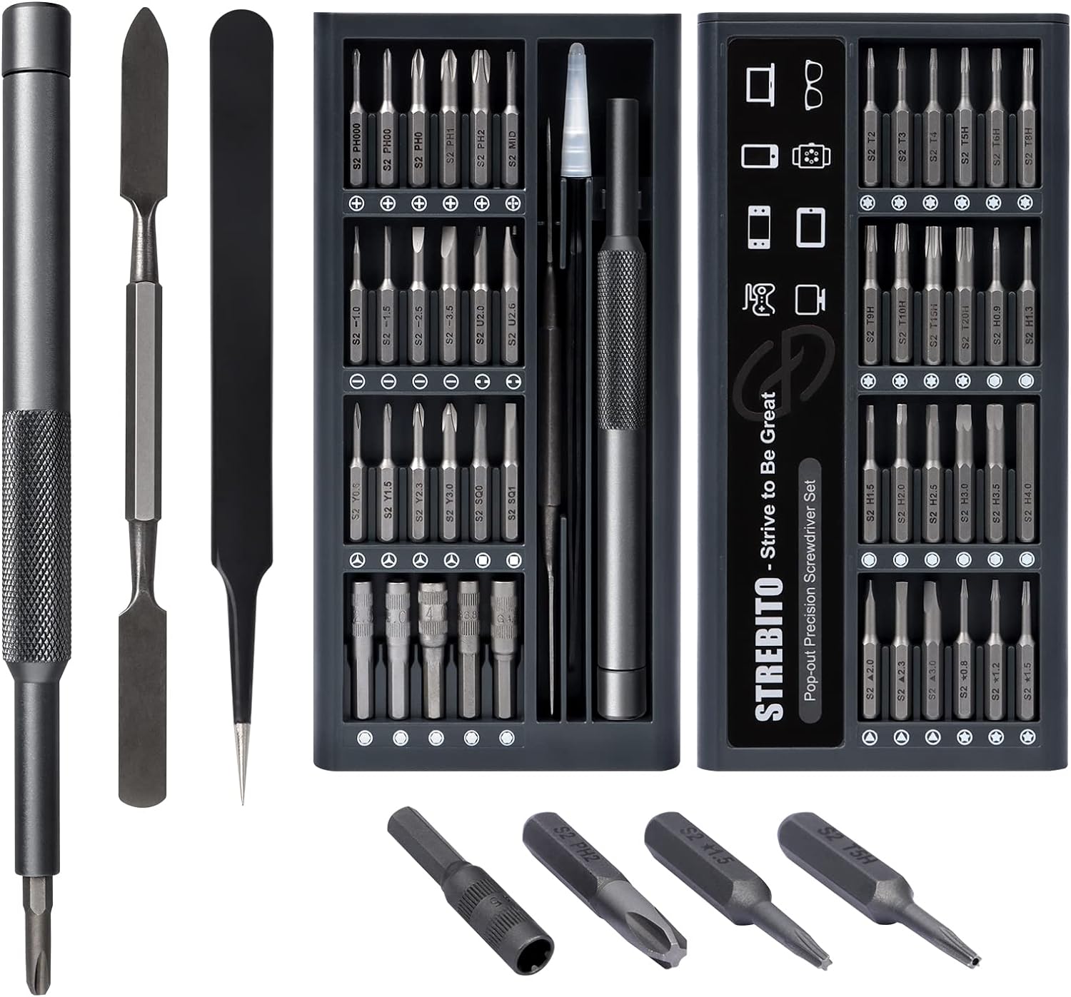 STREBITO Mini Screwdriver Set 50 in 1 Precision Screwdriver Set, Electronics Too...