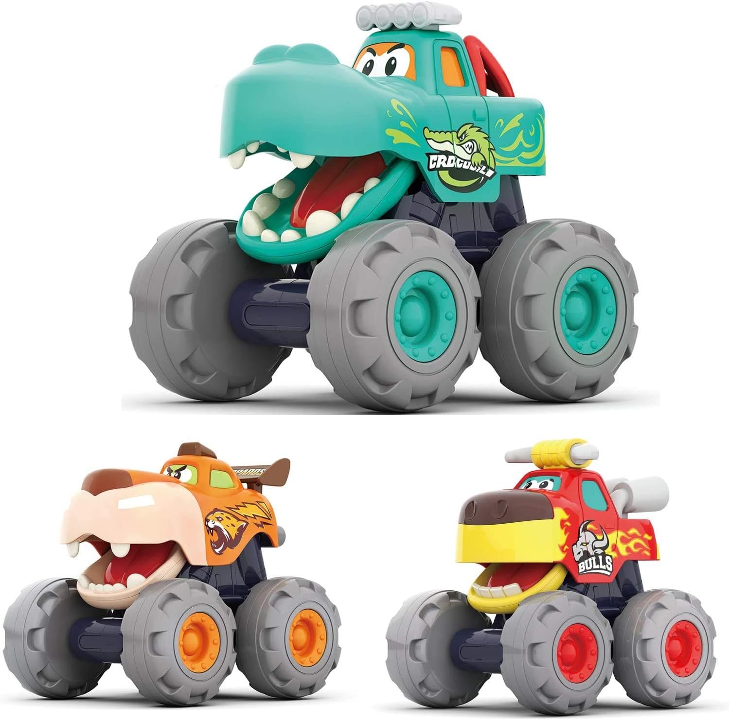 MOONTOY Baby Car Toys for 1 Year Old Boys, 3 Pack Monster Truck Toys for 1 2 Yea...