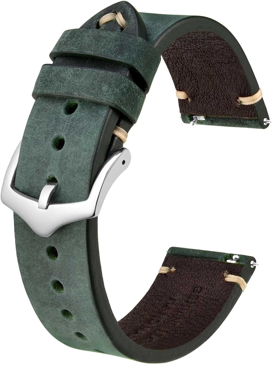 BISONSTRAP Men's Watch Straps, Hand-Stitched Leather Watch Straps, Quick Release...