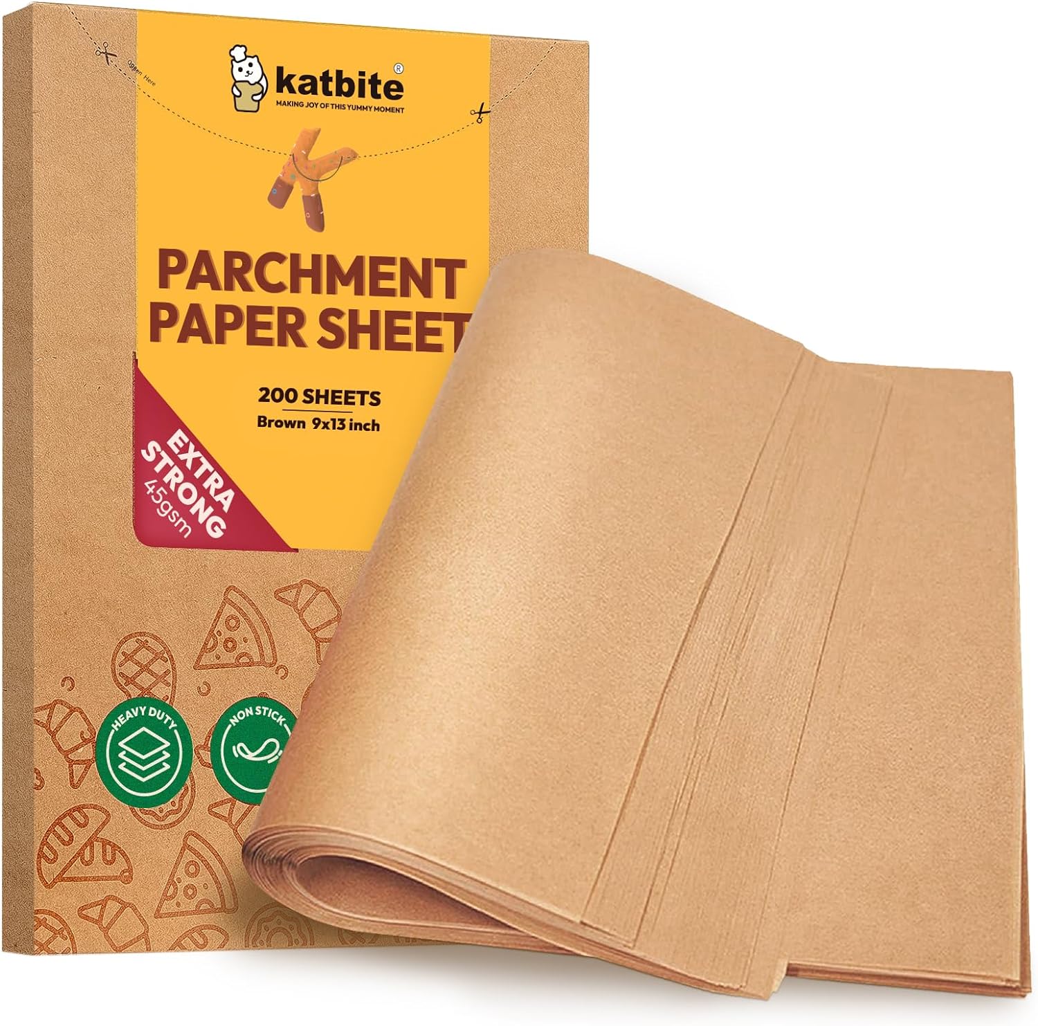 Heavy Duty Baking Paper Sheets 200 Pcs,9X13 Inchs ( 23x33 cm) Katbite Precut Par...