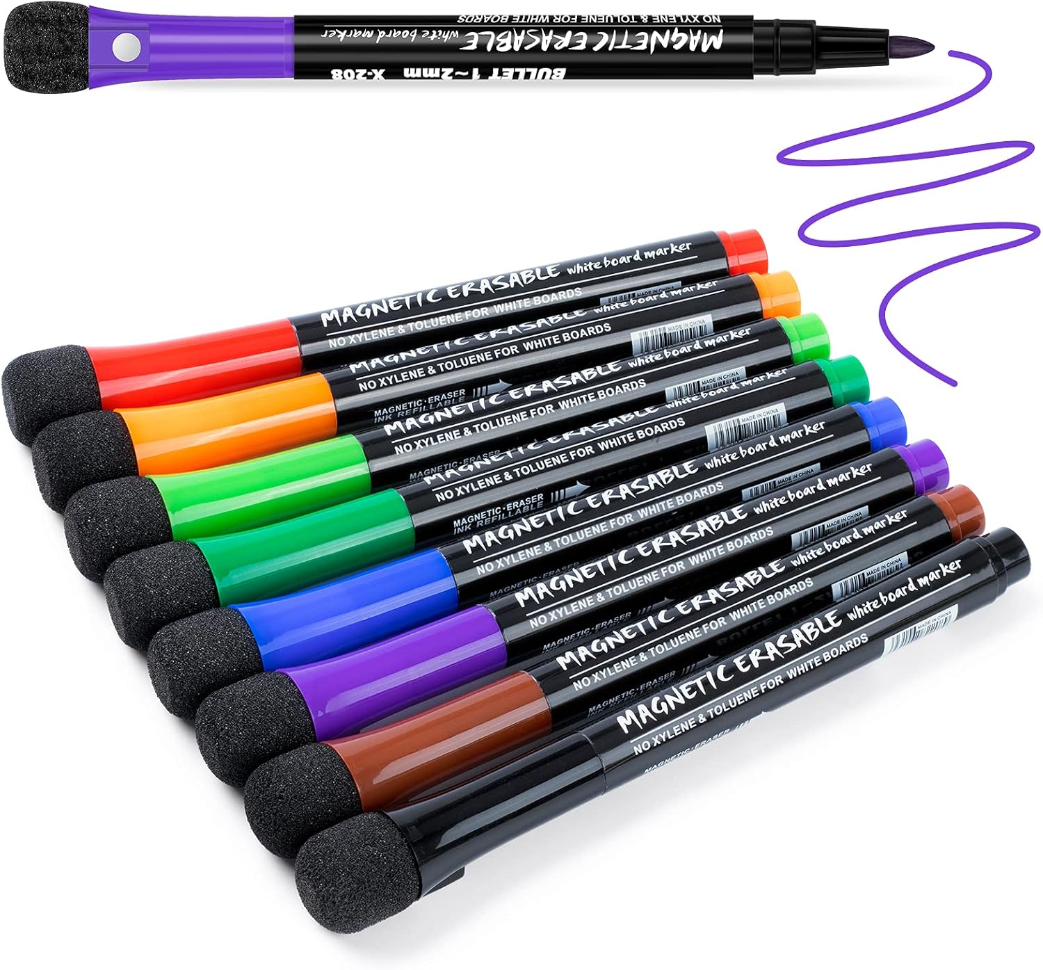 Whiteboard Pens Whiteboard Markers: 8 Colours Magnetic White Board Markers Erasa...