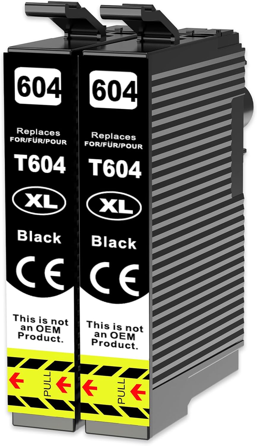 Q-image 604XL Black Ink Cartridges Compatible for Epson 604 XL for Expression Ho...