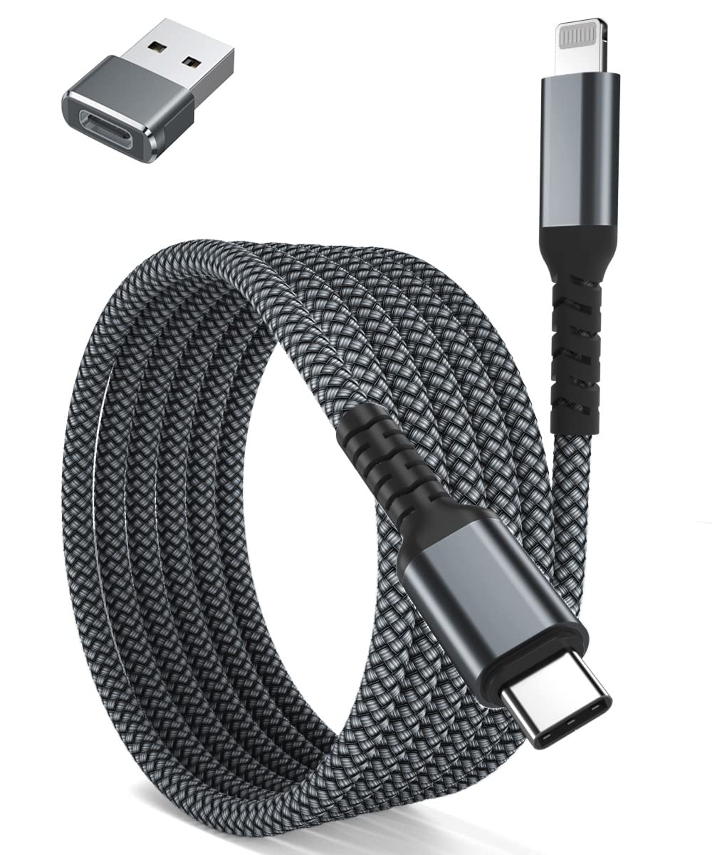 BASESAILOR USB C to Lightning Charger Cable 2M with USB Adapter,Type C Power Del...