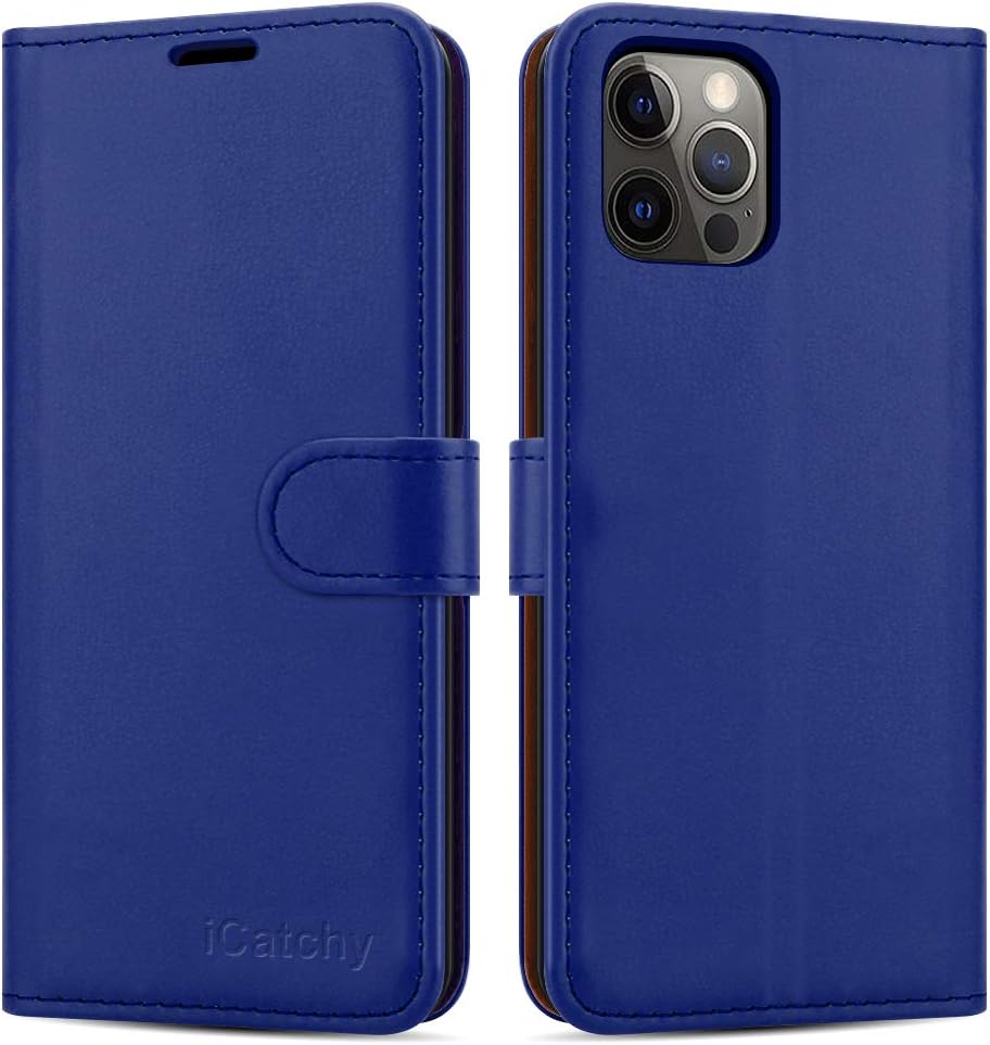 iCatchy for iPhone 12 Case/iPhone 12 Pro case Leather Wallet Book Flip Folio Sta...
