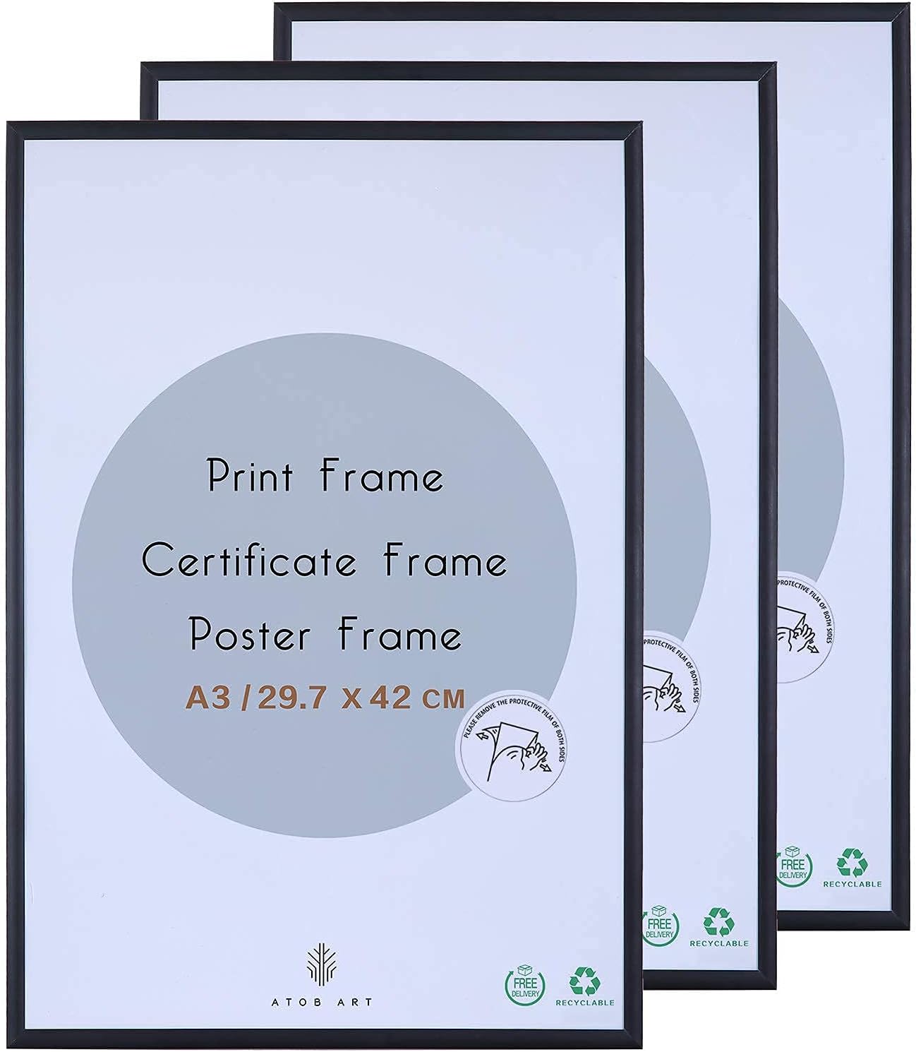 A3 Aluminum Photo Picture Frame - 29.7 x 42 CM Black Metal Certificate Frames wi...