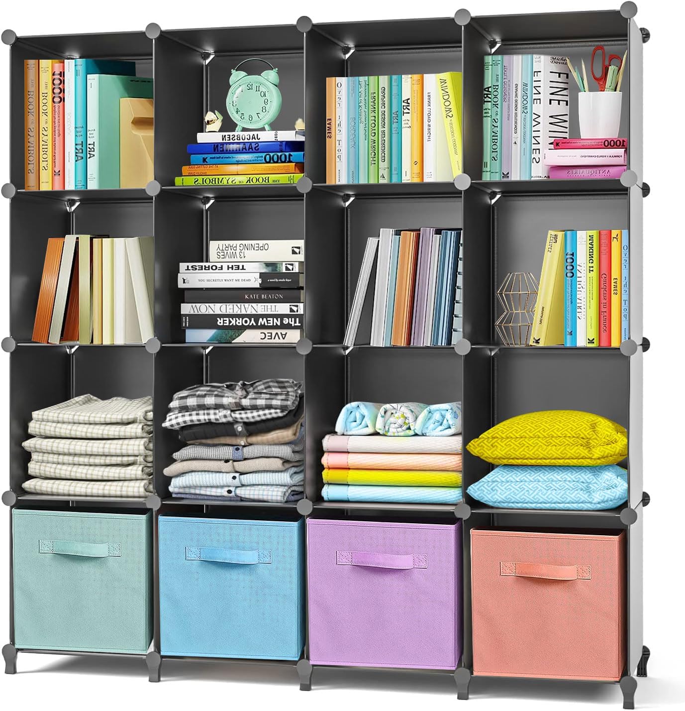 AWTATOS Bookcase, Special 16 Cube Storage Unit, Innovative Bookshelf for Bedroom...