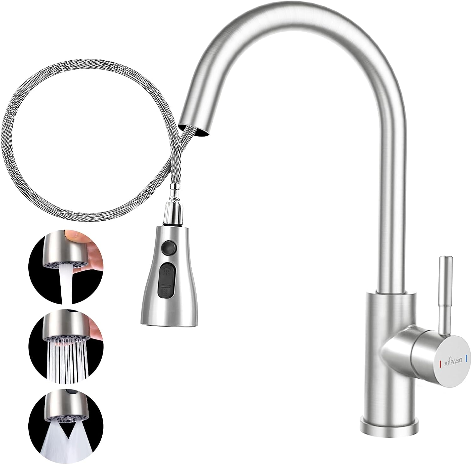 APPASO Kitchen Tap, Innovative Stainless Steel Kitchen Mixer Tap with 360° Swive...