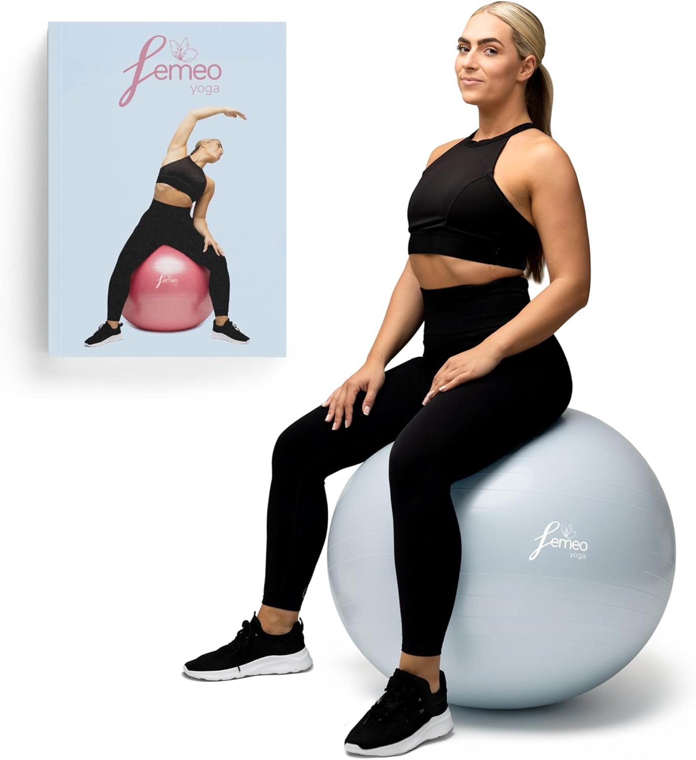 Femeo® Premium Yoga Ball & 100 Page Exercise Book | Stability, Pregnancy Pilates...