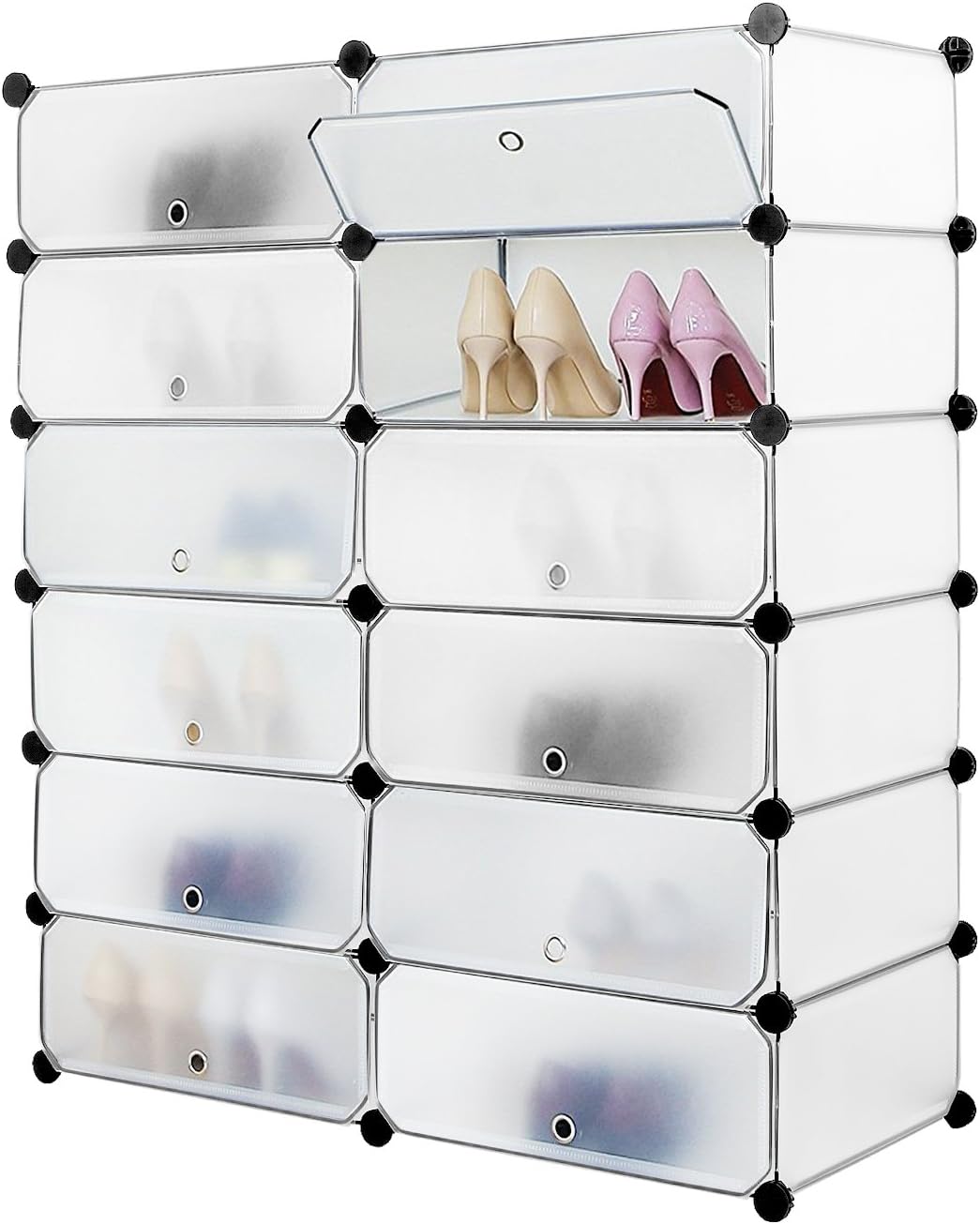 Mondeer Portable Shoe Storage Organizer Racks, Plastic Cube Shoe Cabinet Shelvin...