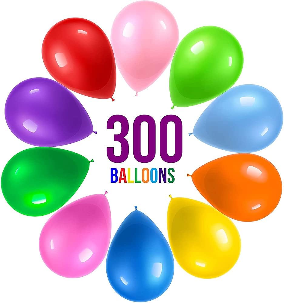 PREXTEX 300Pcs Rainbow Balloons, Special Multicolor Birthday Balloons Pack, High...