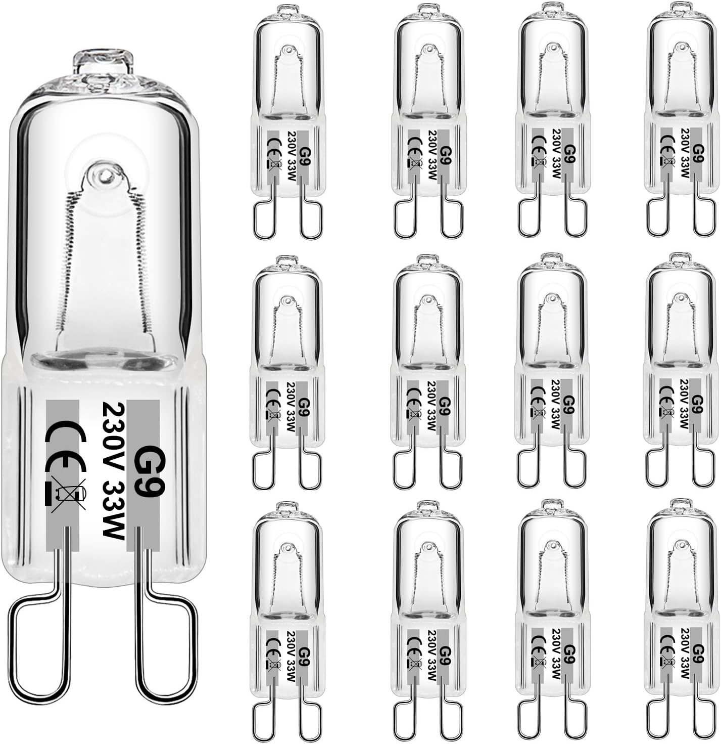 WeshLMPO G9 Halogen Bulbs 12 Pack G9 33W Bulb Dimmable G9 Light Bulbs 230V for R...