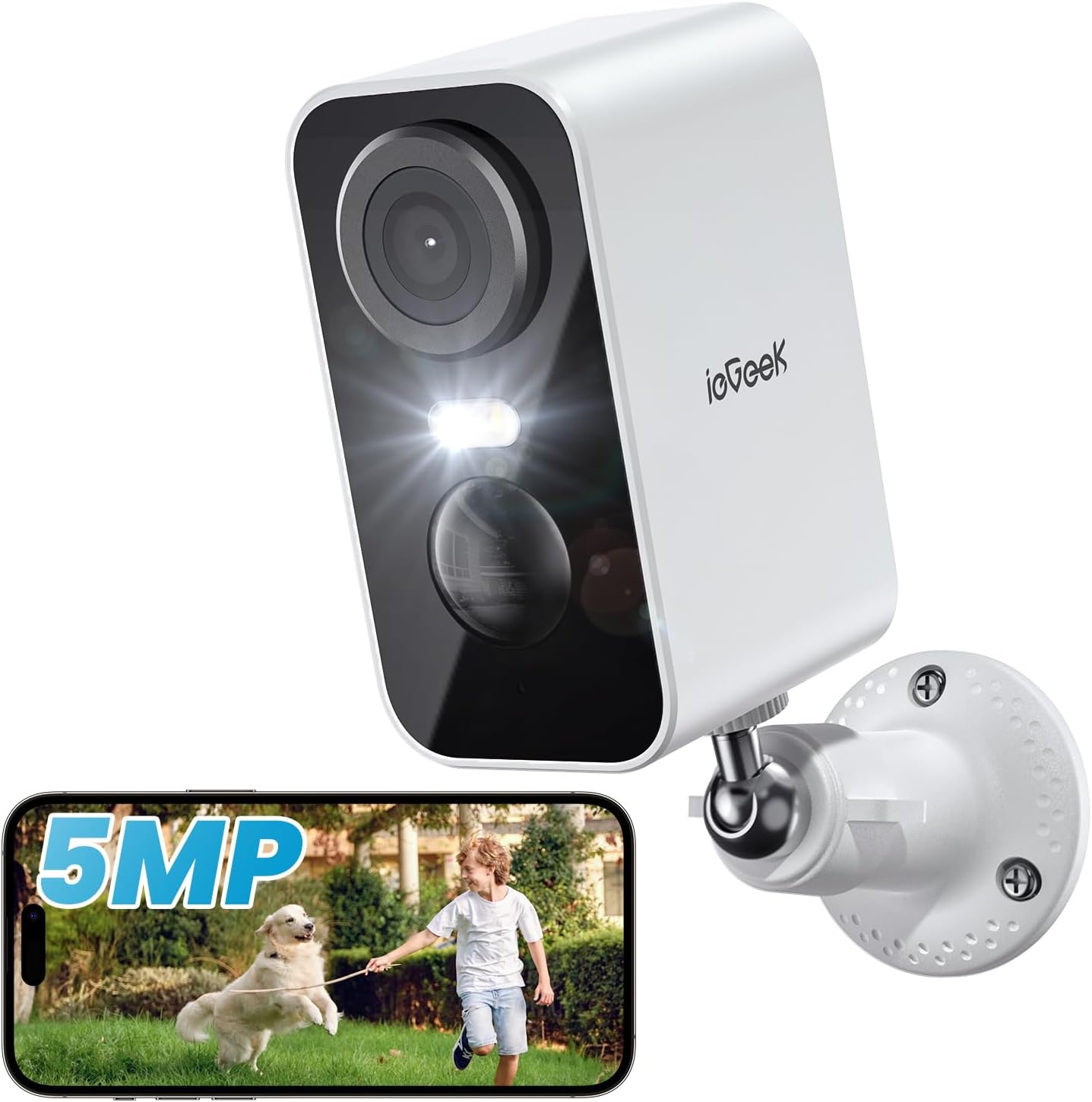 ieGeek 5MP Wireless Security Camera Outdoor Colorful Night Vision, Rechargeable...