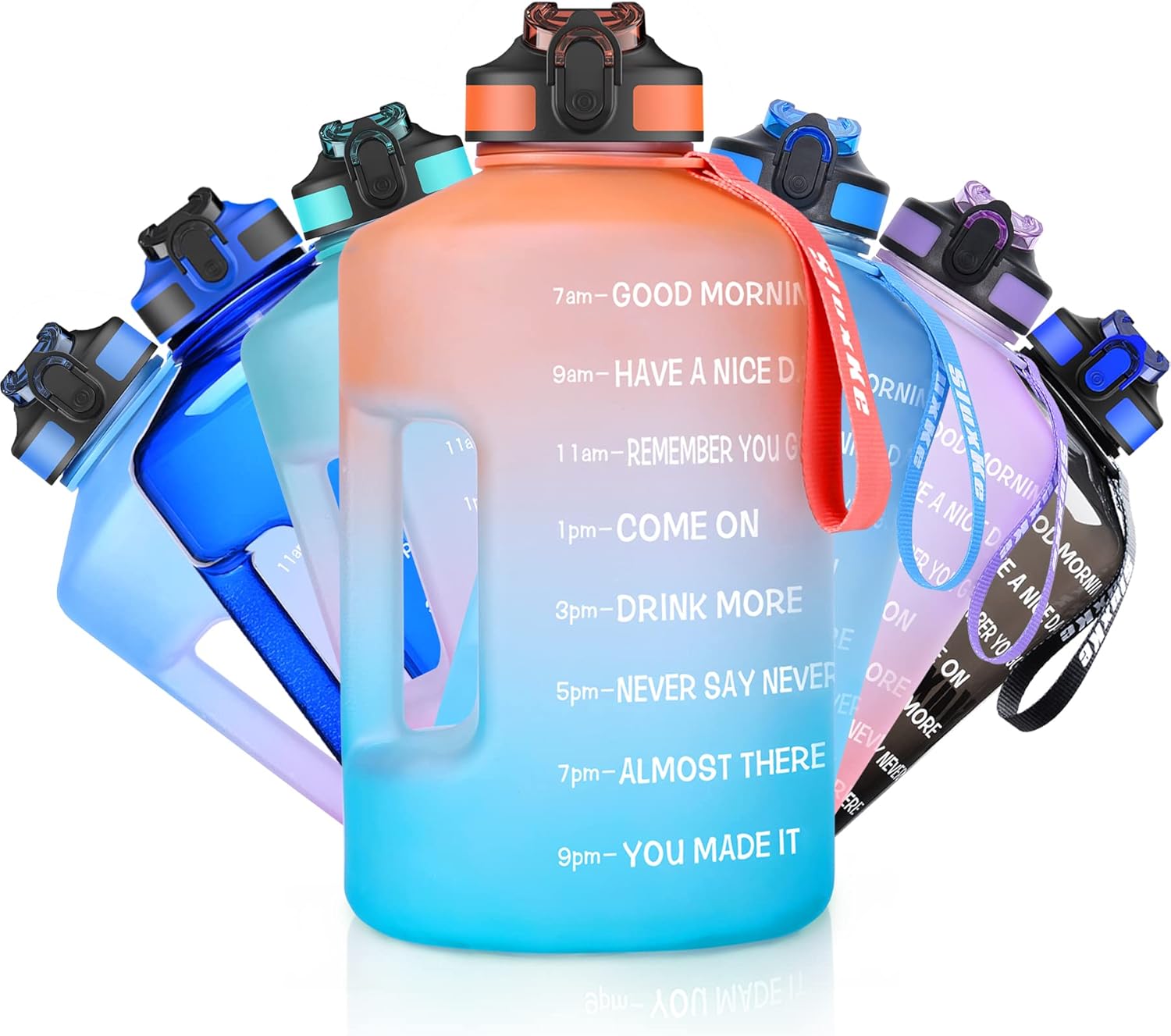 SLUXKE 3.78L/2.2L Water Bottle Motivational Sports Water Bottle with Time Marker...