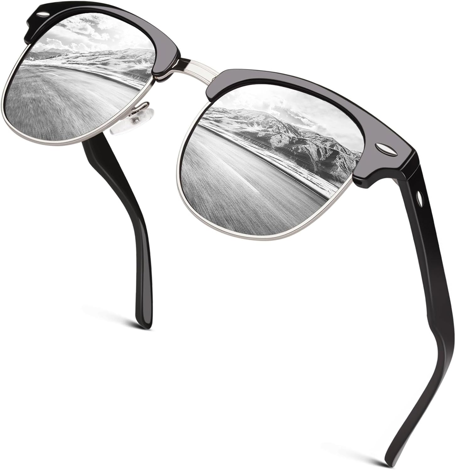 GQUEEN Horn Rimmed Half Frame Polarised Sunglasses Mens Womens UV400 Protection...